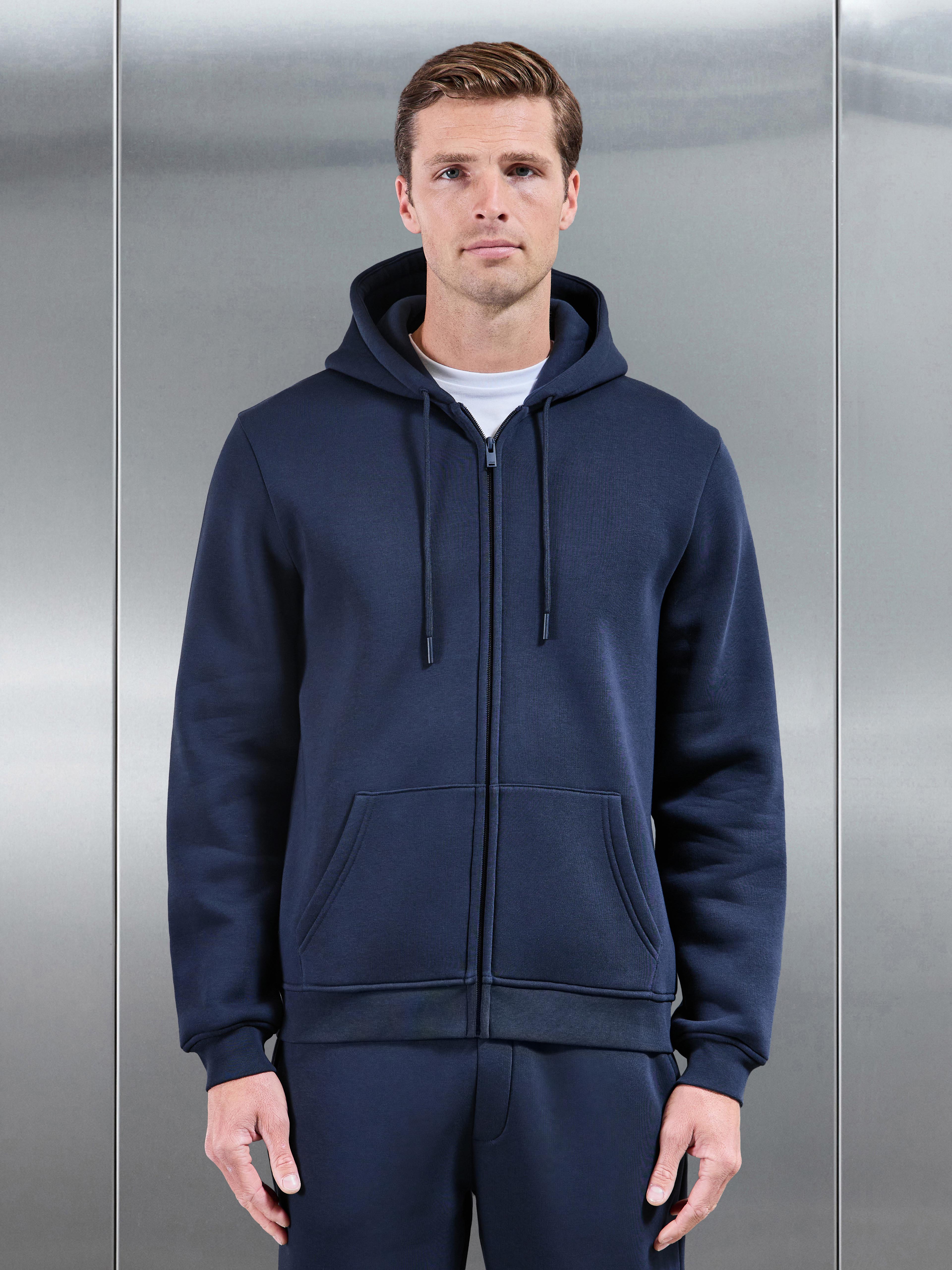 Essential Zip Hoodie in Navy