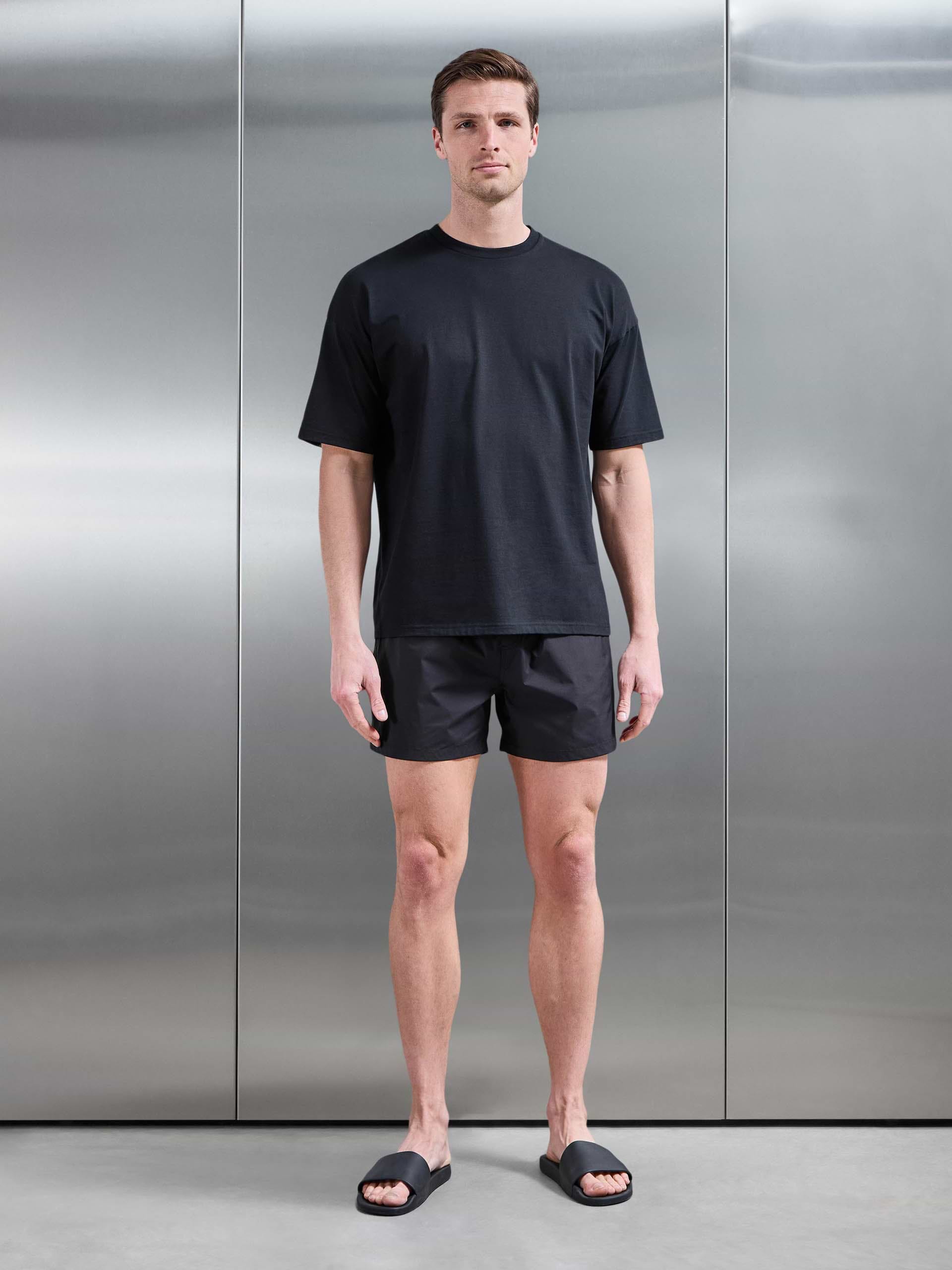 Essential Drawstring Shell Swim Short in Black