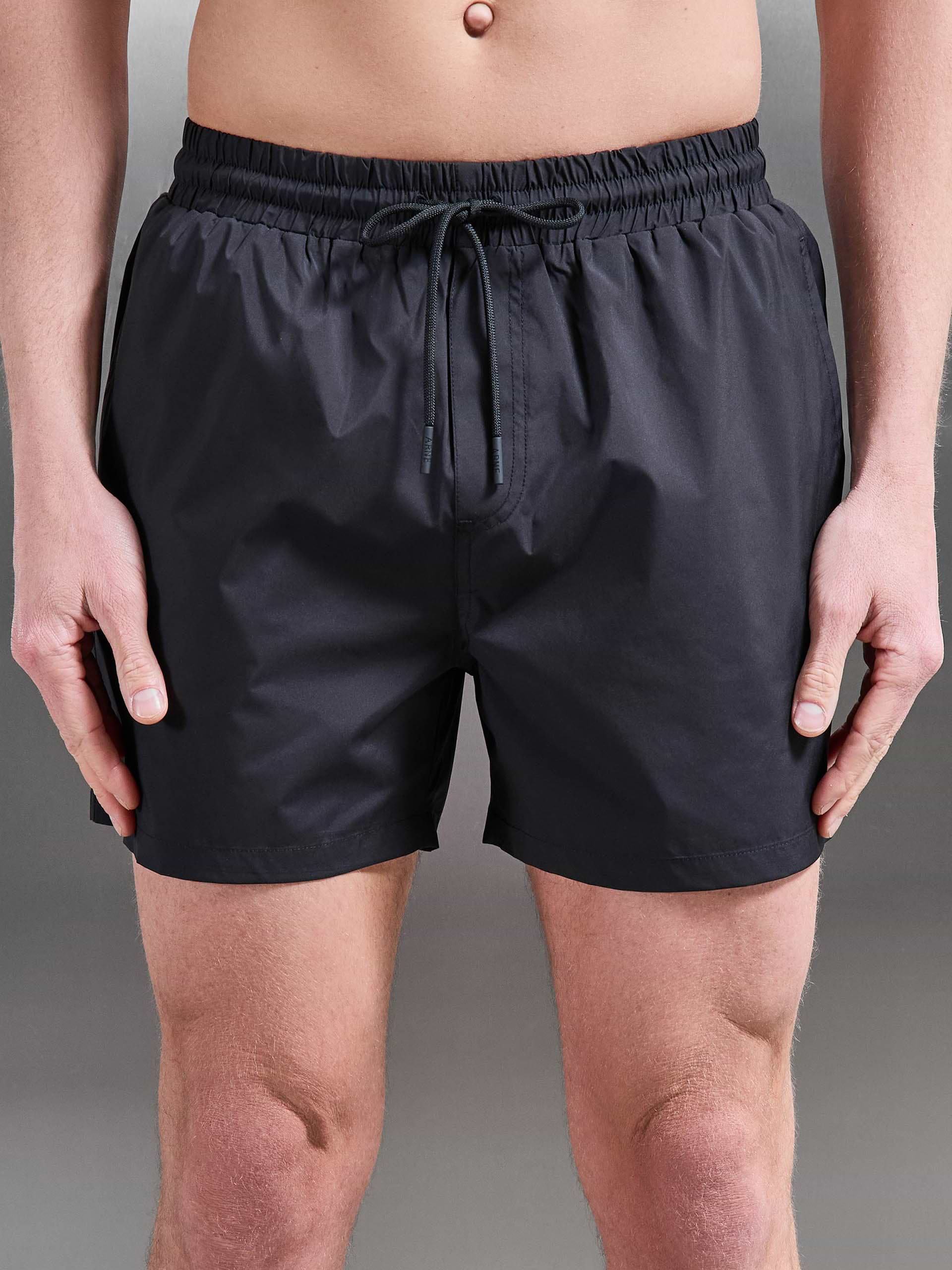 Essential Drawstring Shell Swim Short in Black