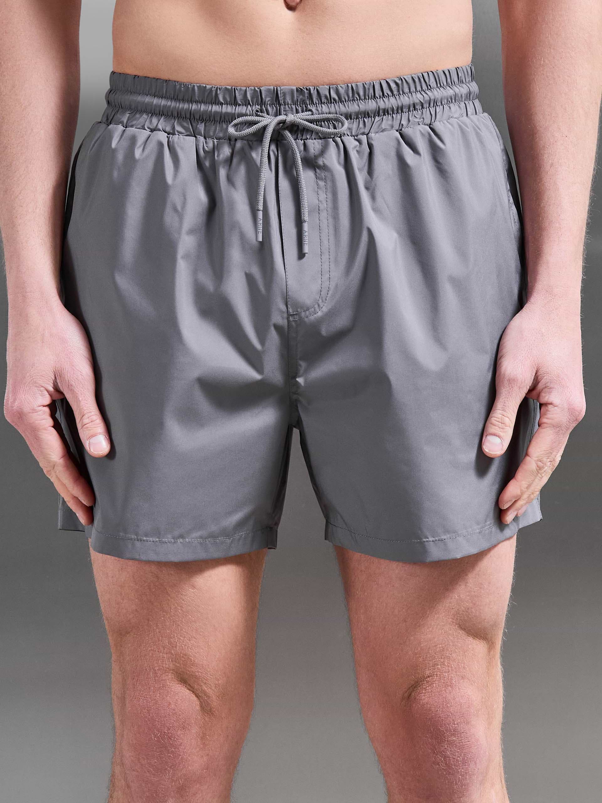Essential Drawstring Shell Swim Short in Grey