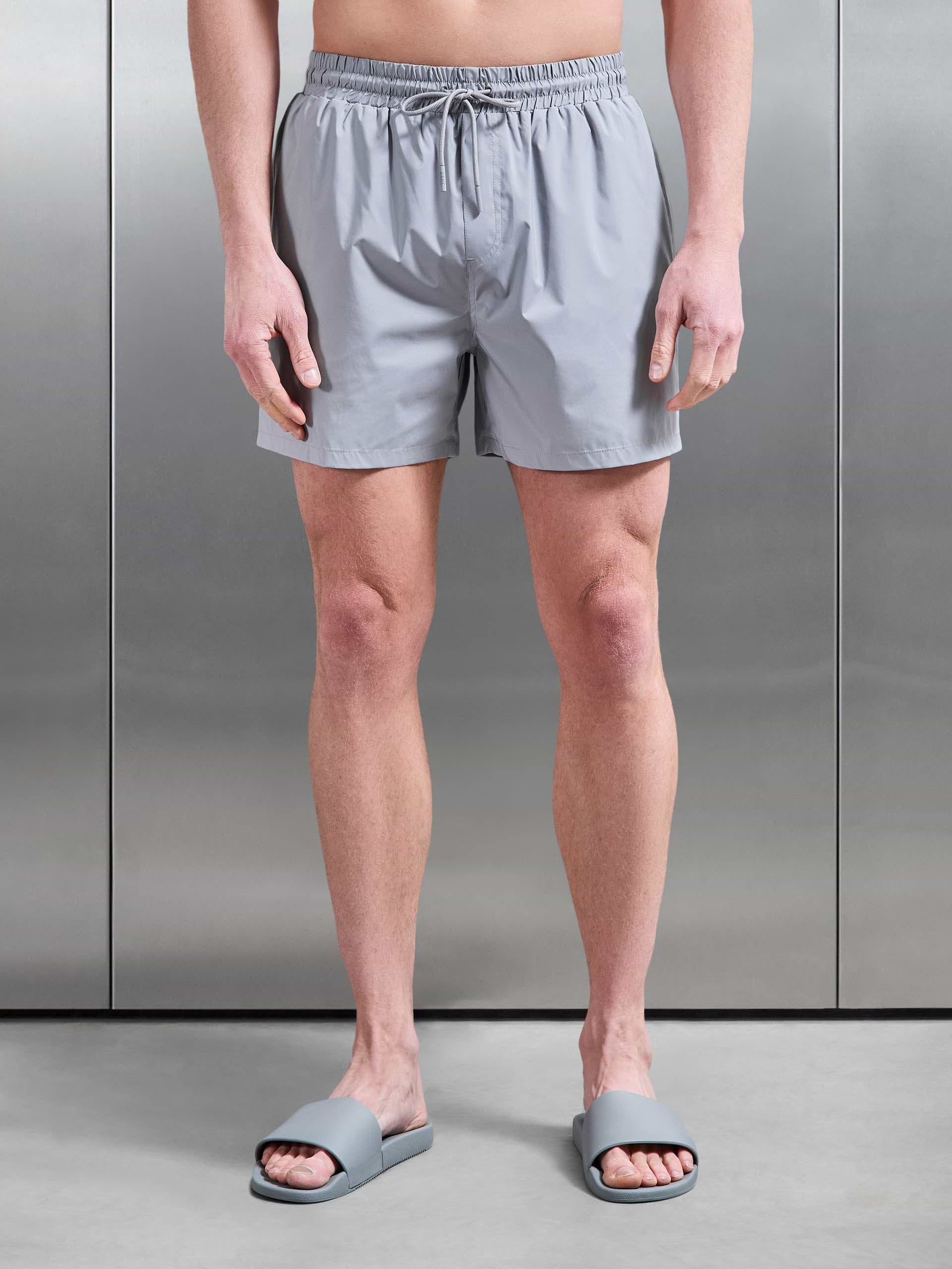 Essential Drawstring Shell Swim Short in Mid Grey