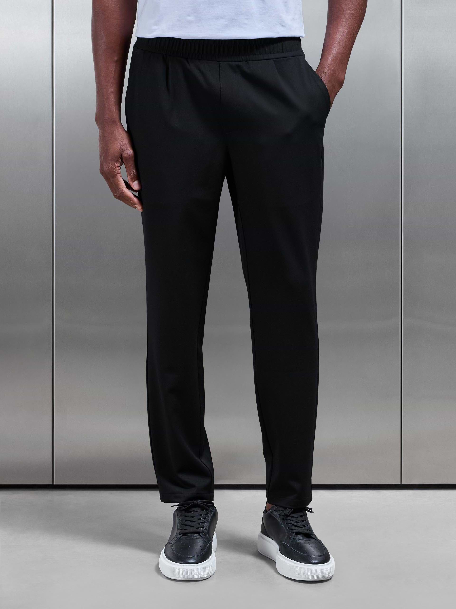 Essential Drawstring Tailored Trouser in Black
