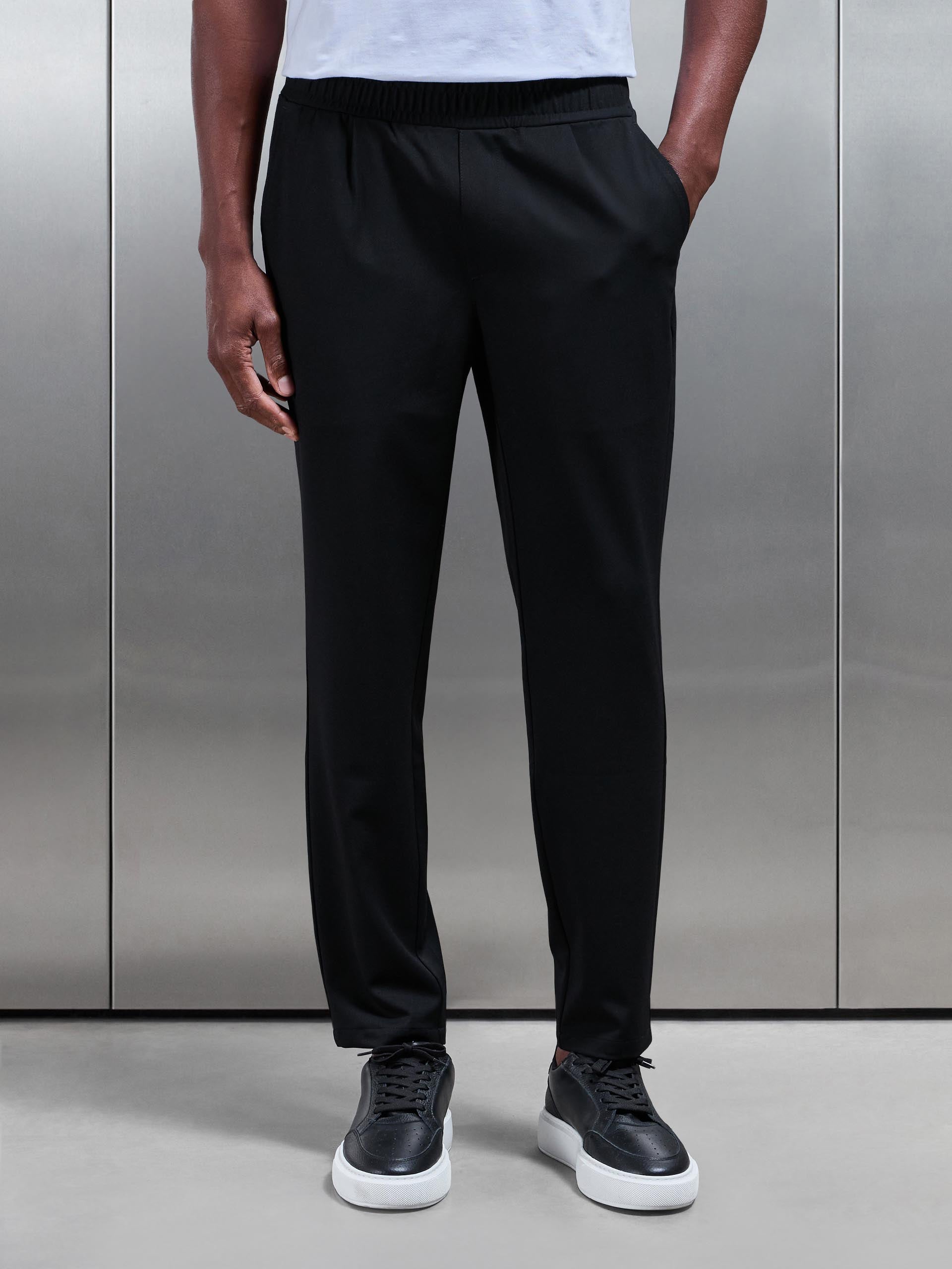 Essential Drawstring Tailored Trouser in Black