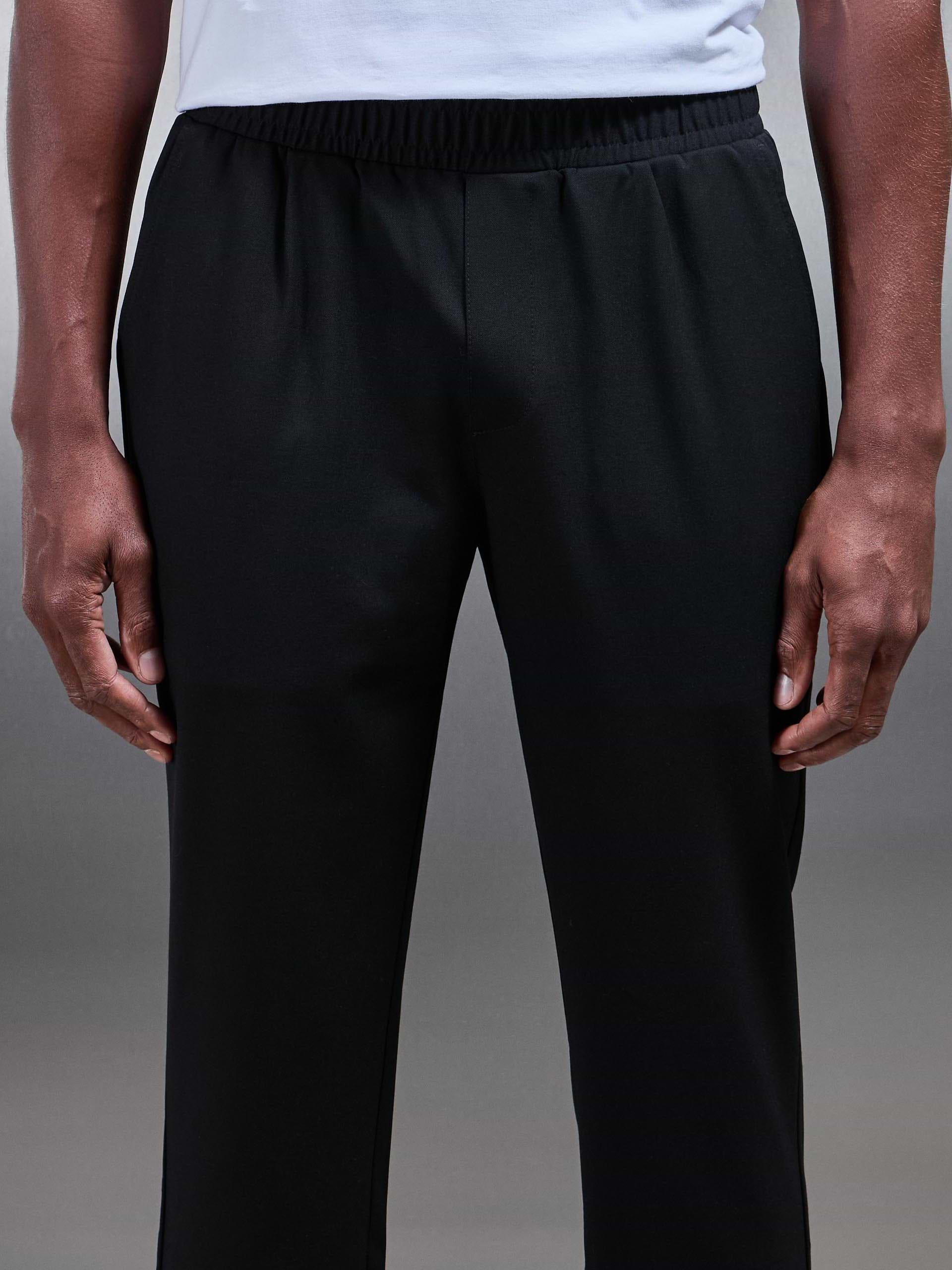 Essential Drawstring Tailored Trouser in Black