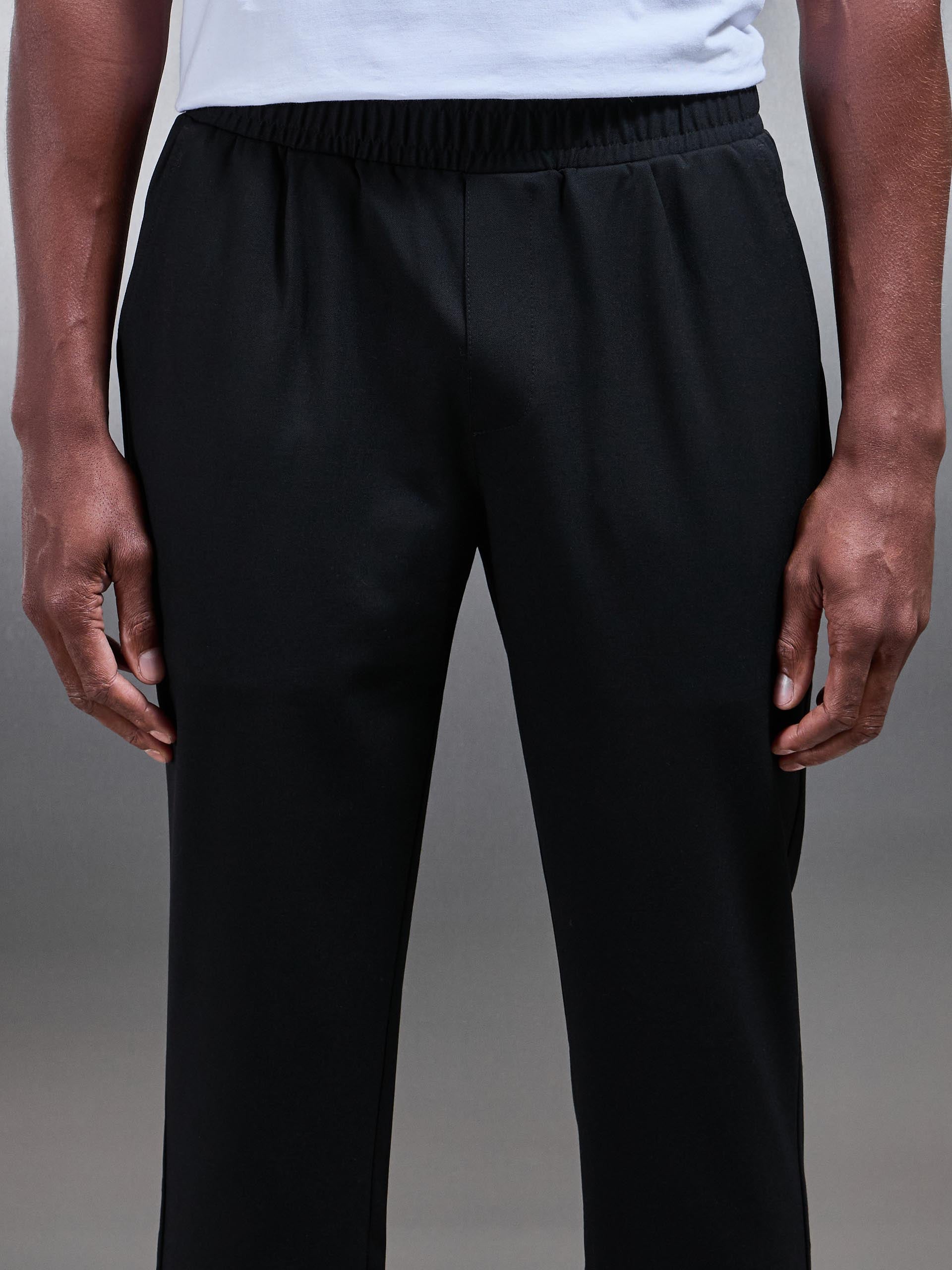 Essential Drawstring Tailored Trouser in Black