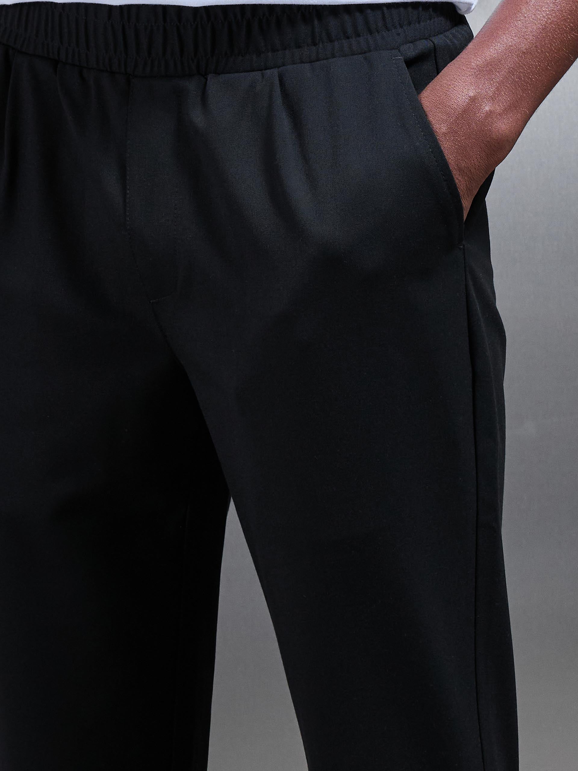 Essential Drawstring Tailored Trouser in Black
