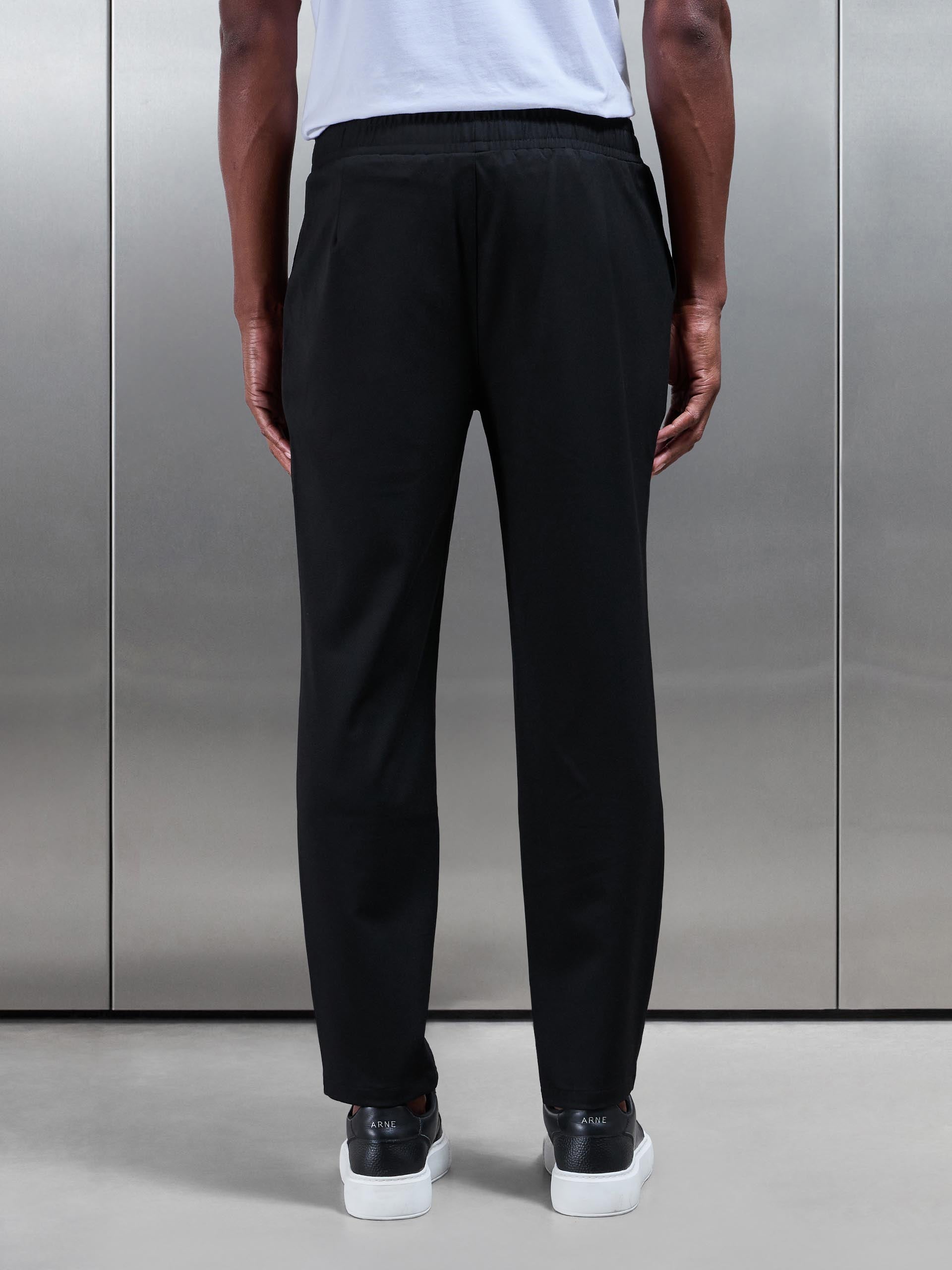 Essential Drawstring Tailored Trouser in Black