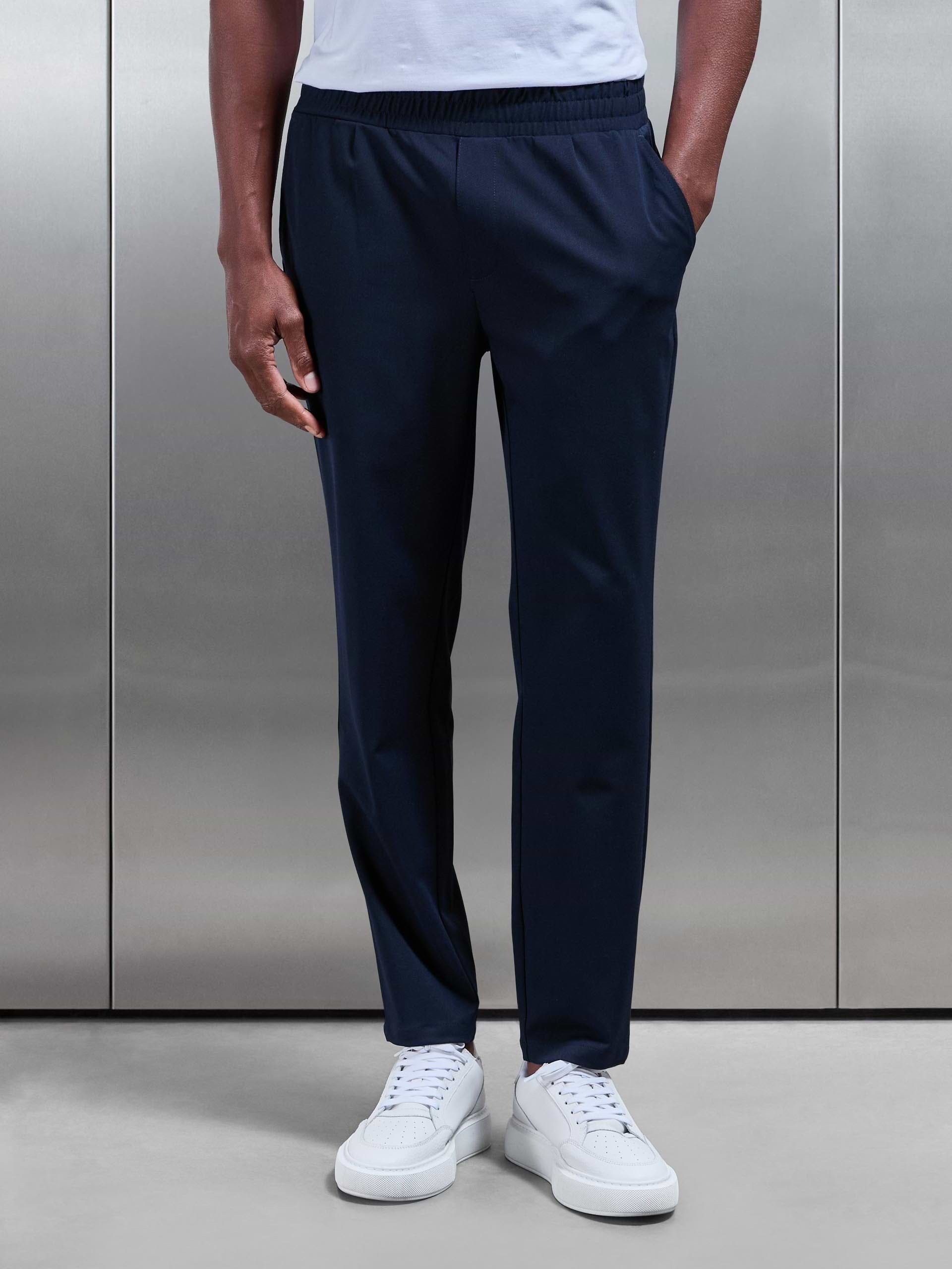 Essential Drawstring Tailored Trouser in Navy
