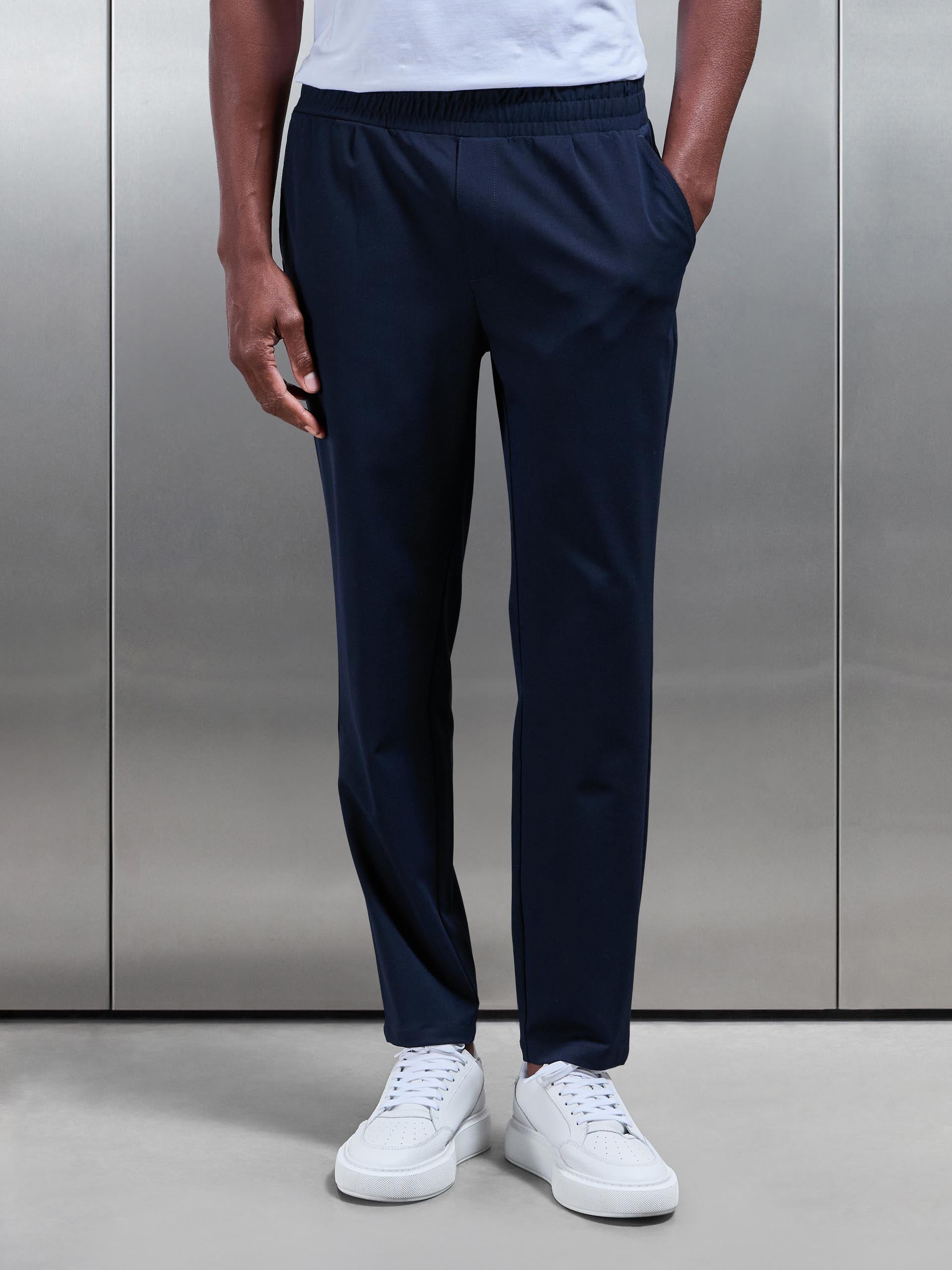 Essential Drawstring Tailored Trouser in Navy
