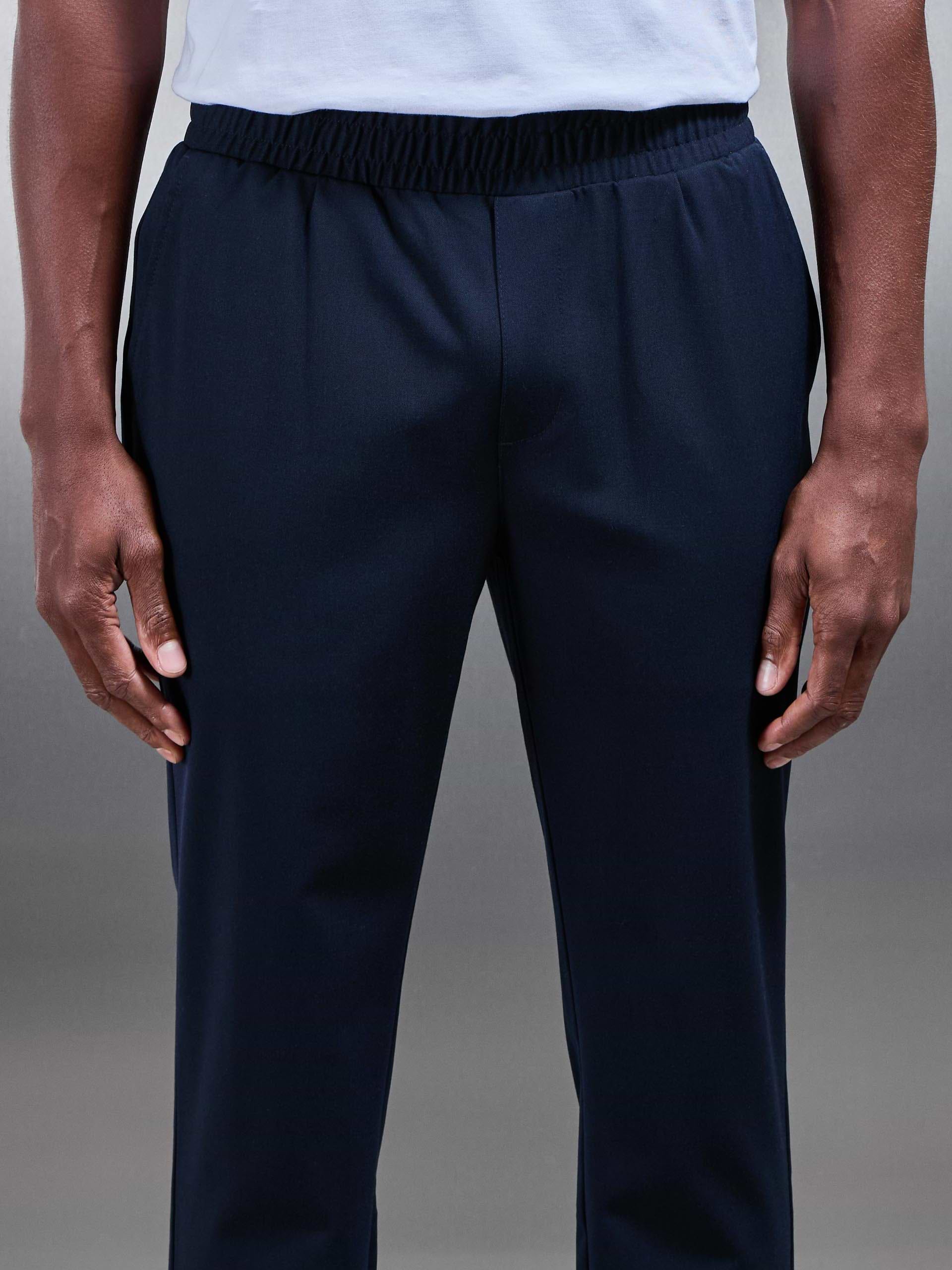 Essential Drawstring Tailored Trouser in Navy