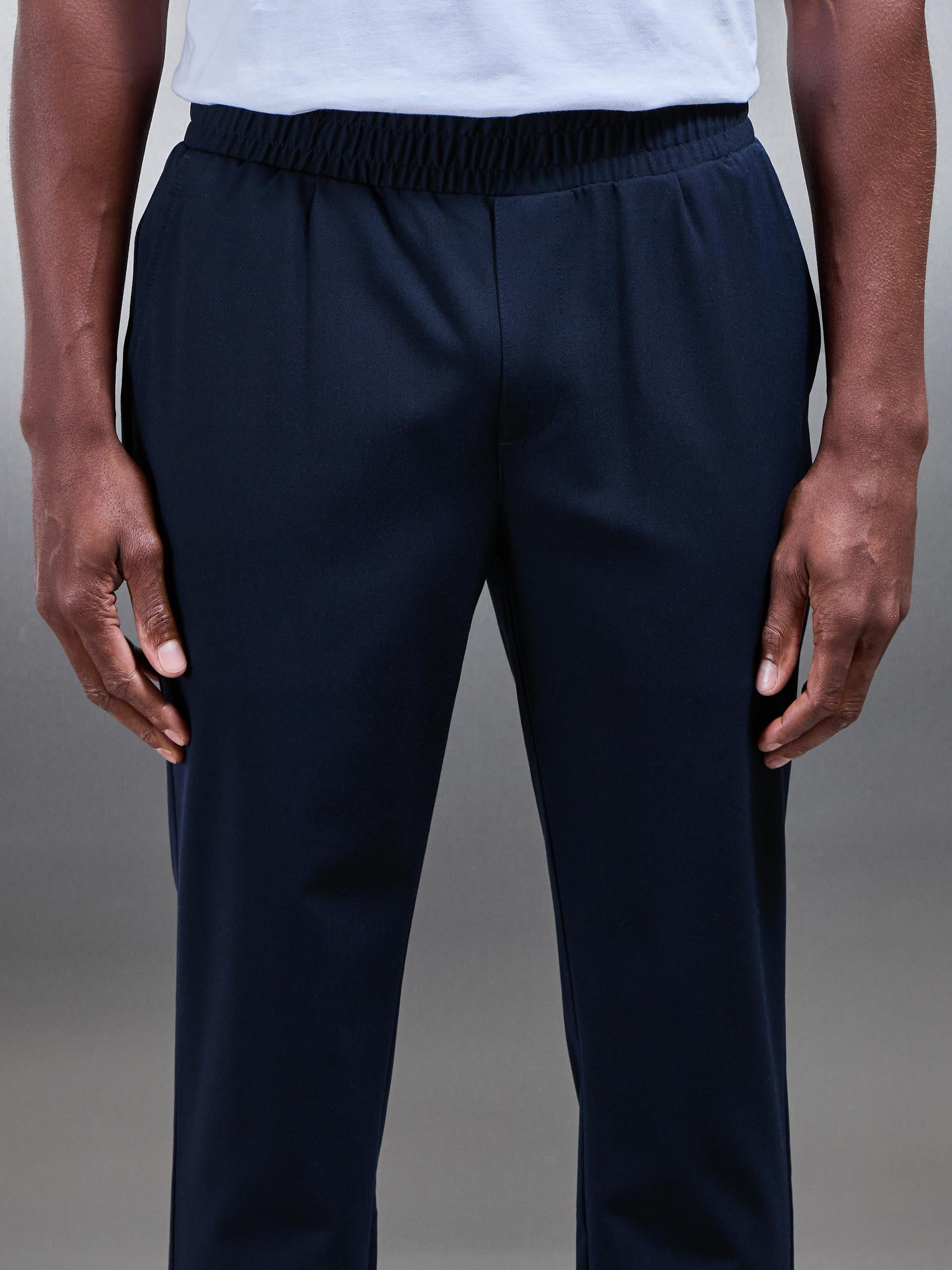 Essential Drawstring Tailored Trouser in Navy