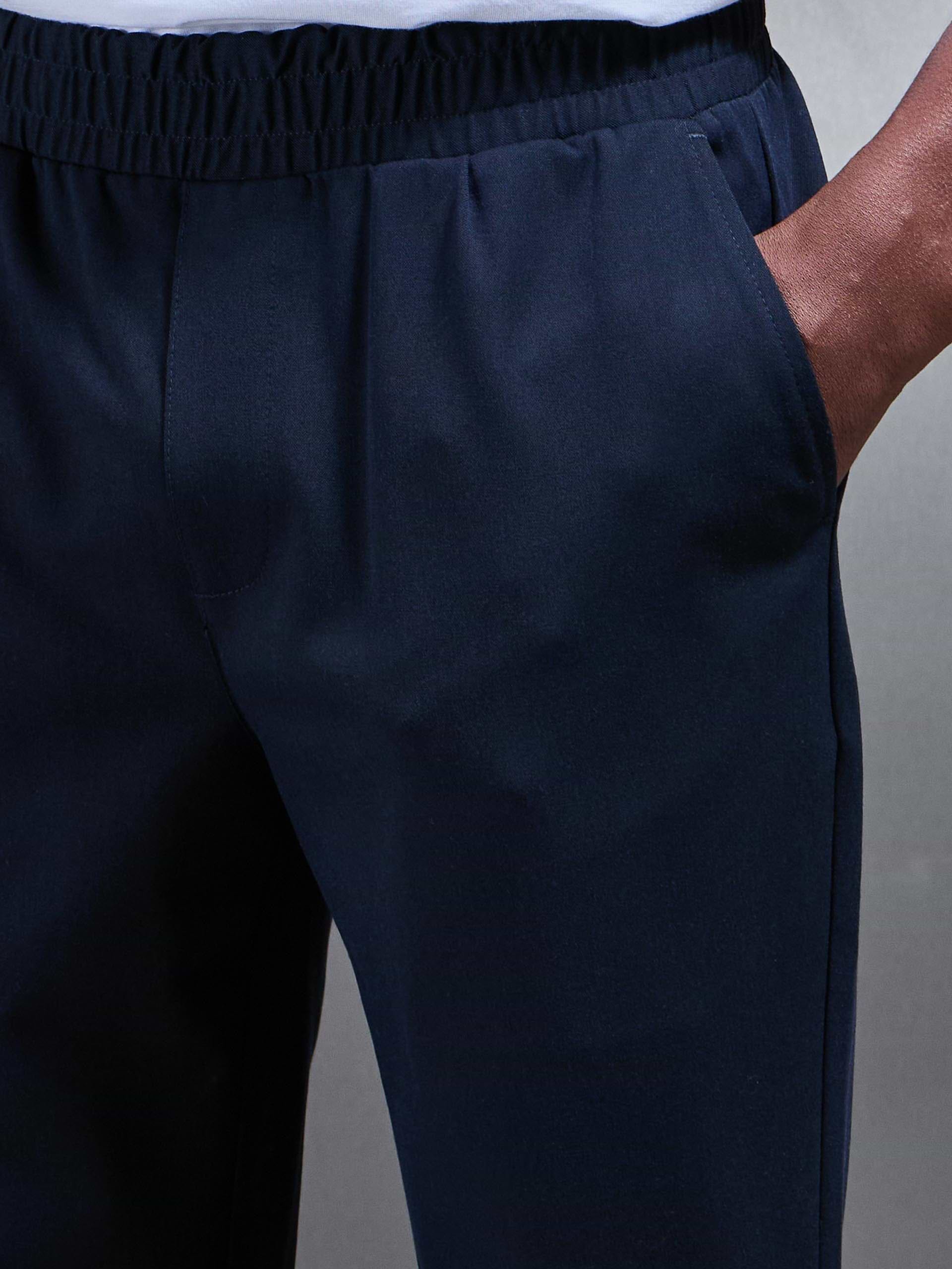Essential Drawstring Tailored Trouser in Navy