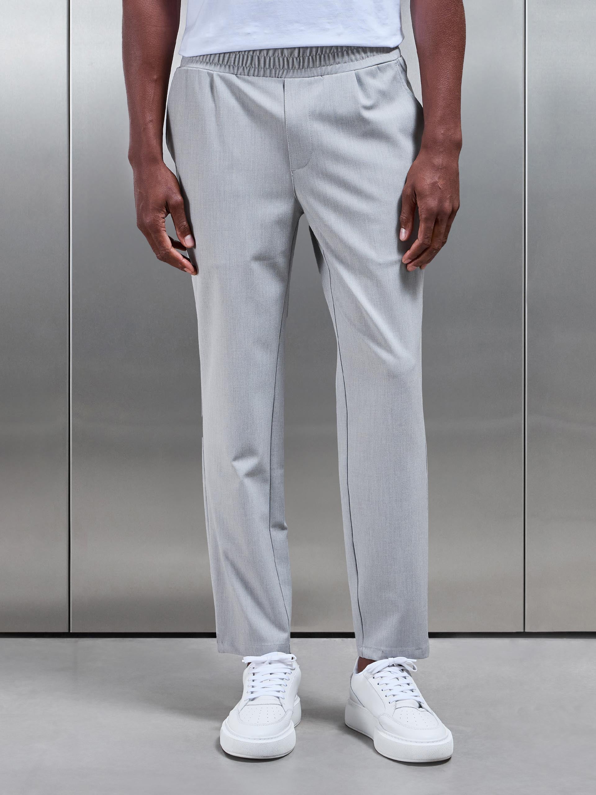 Essential Drawstring Tailored Trouser in Stone