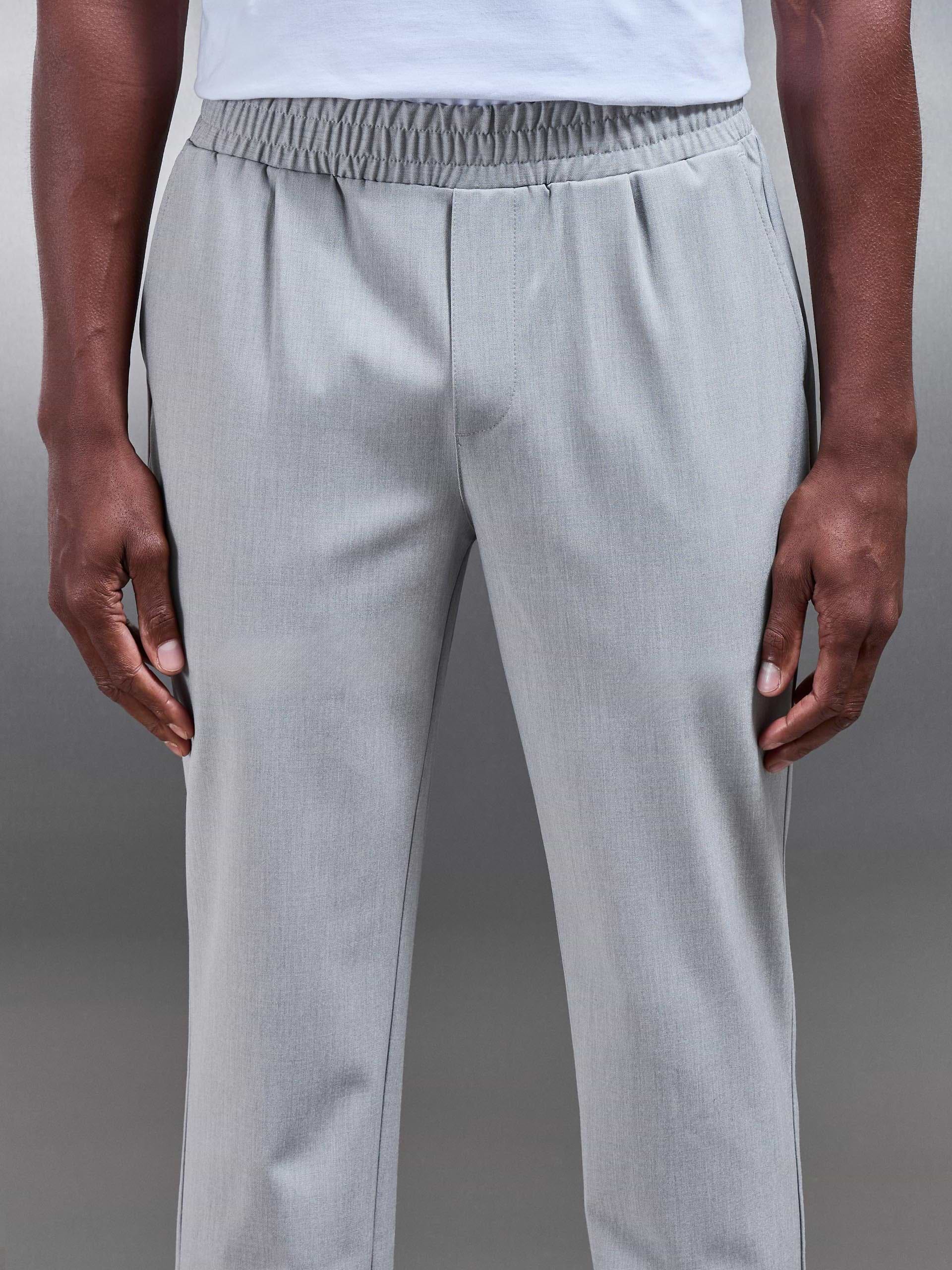 Essential Drawstring Tailored Trouser in Stone