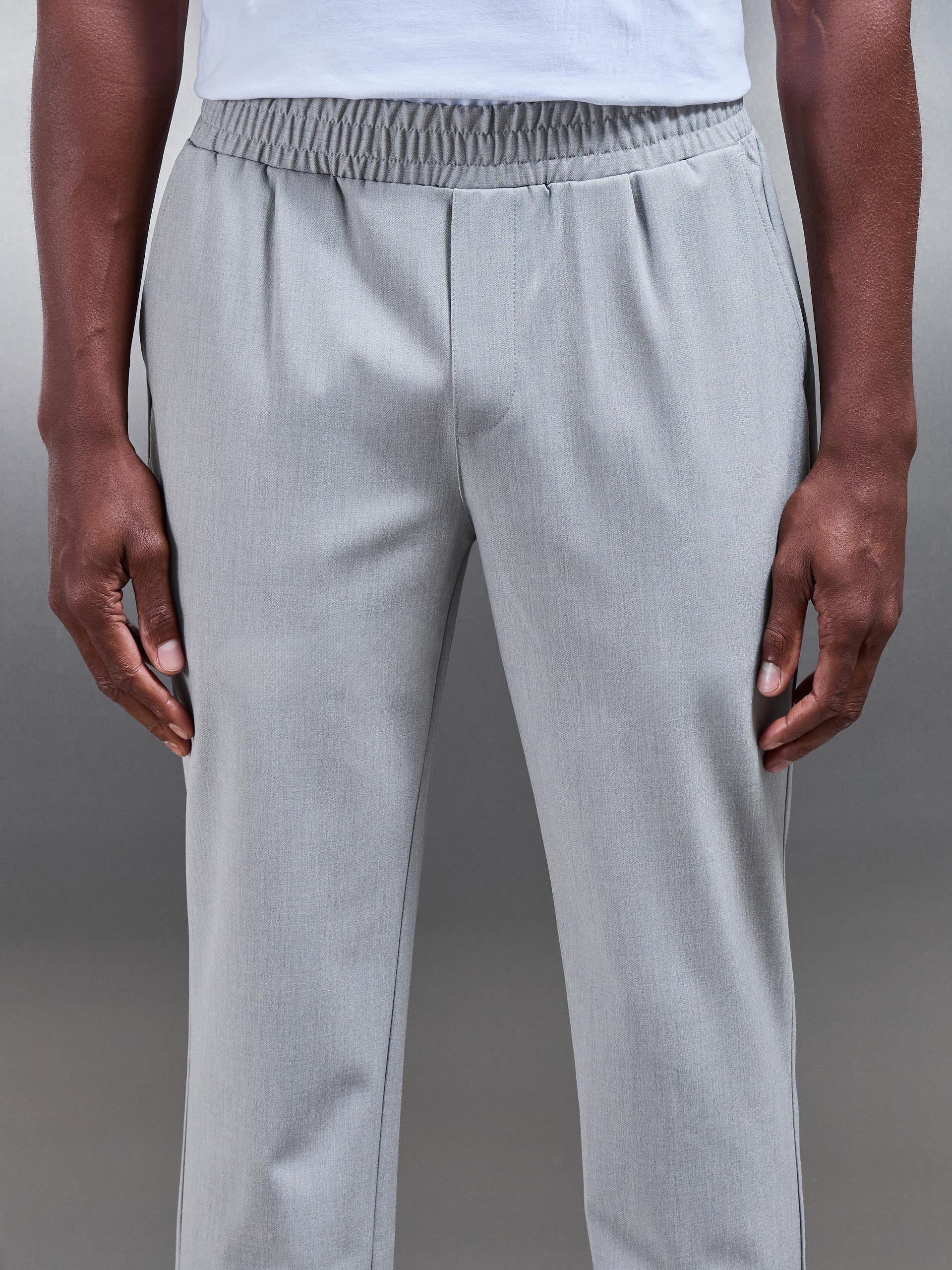 Essential Drawstring Tailored Trouser in Stone