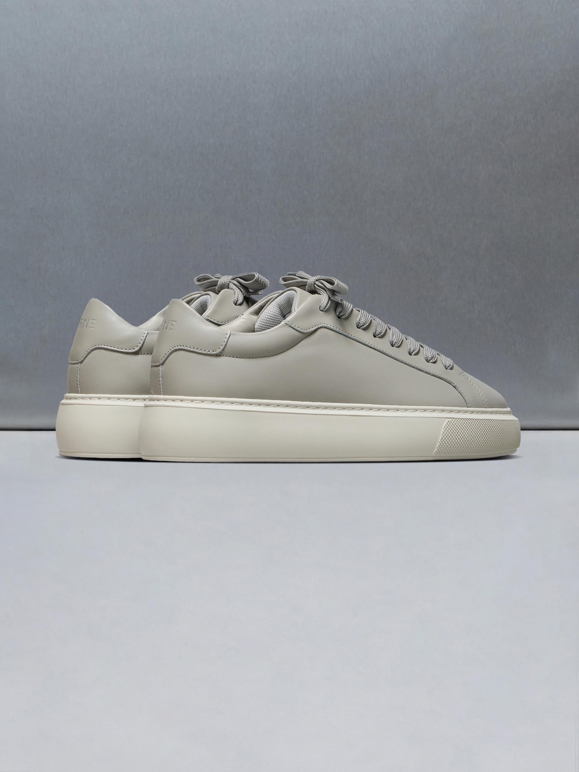 Essential Leather Trainer in Beige