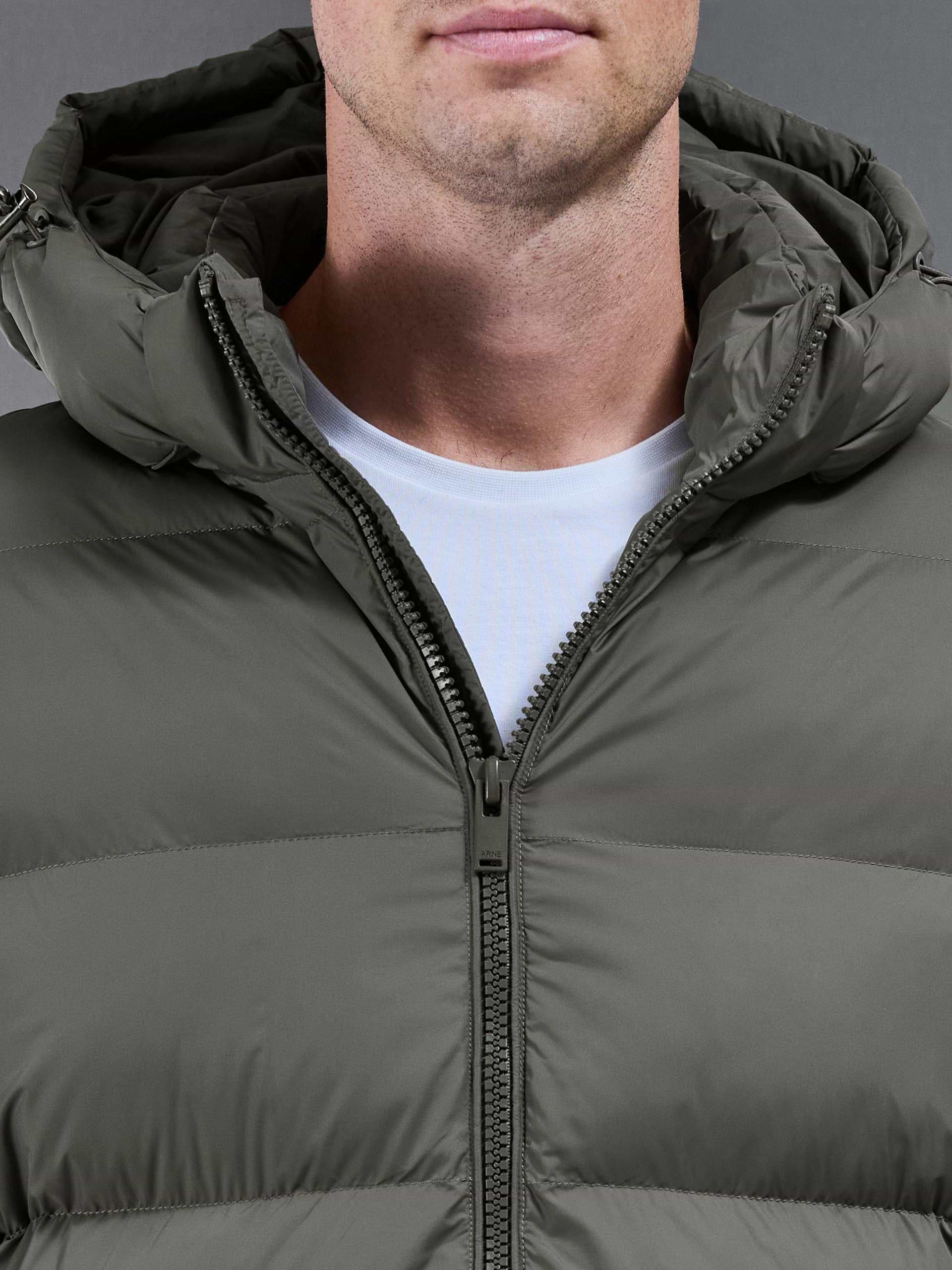 Essential Mid Length Puffer Jacket in Olive