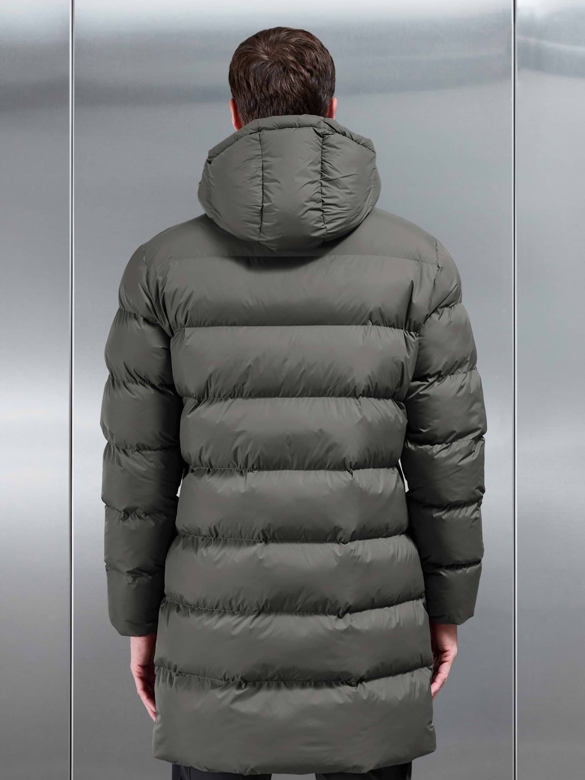 Essential Mid Length Puffer Jacket in Olive