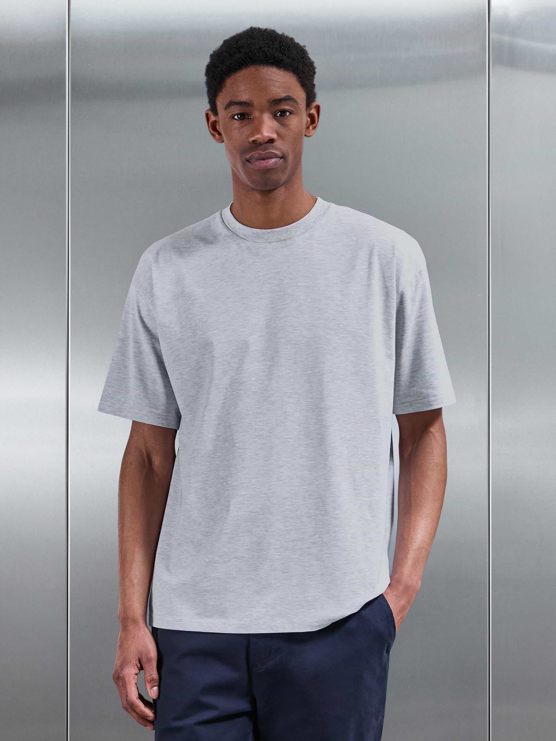 Essential Relaxed Fit Cotton T-Shirt in Marl Grey