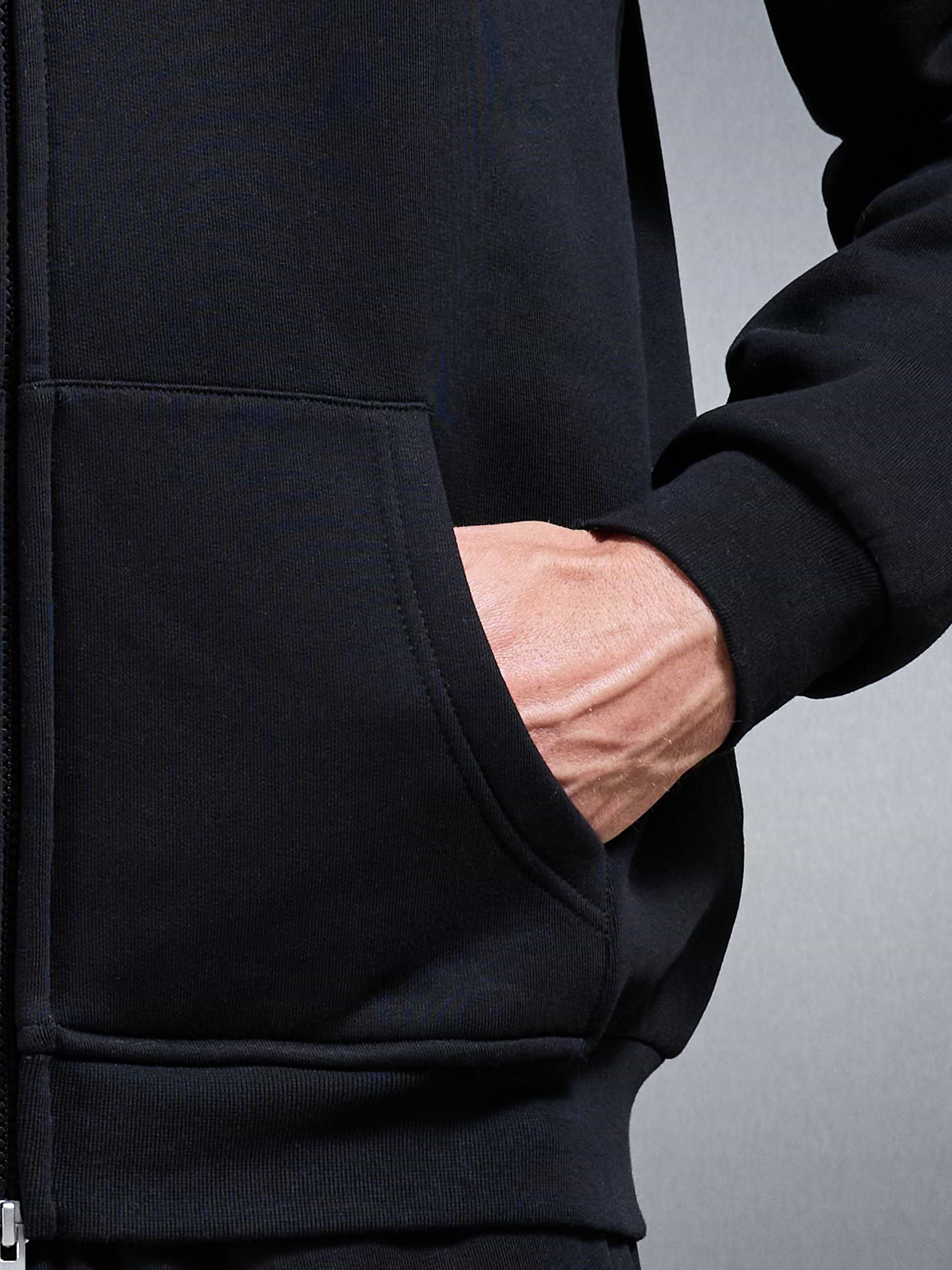 Essential Relaxed Fit Zip Through Hoodie in Black