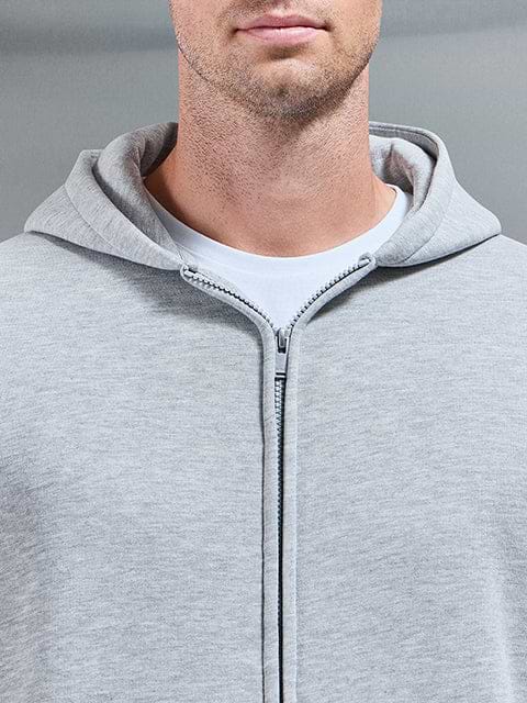 Essential Relaxed Fit Zip Through Hoodie in Marl Grey