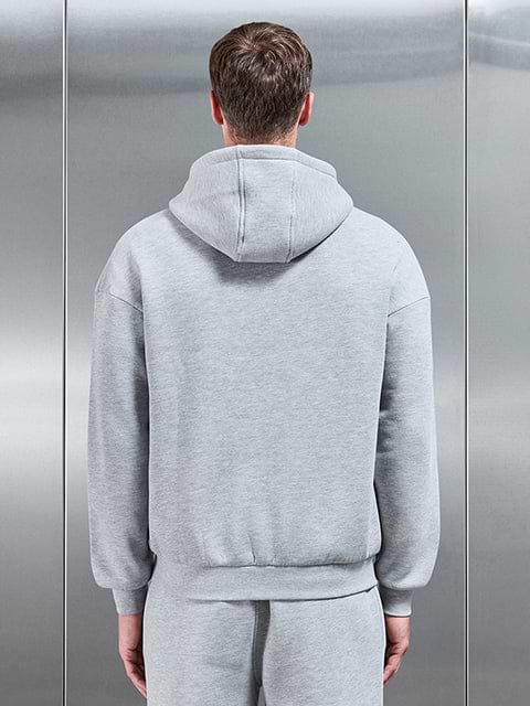 Essential Relaxed Fit Zip Through Hoodie in Marl Grey