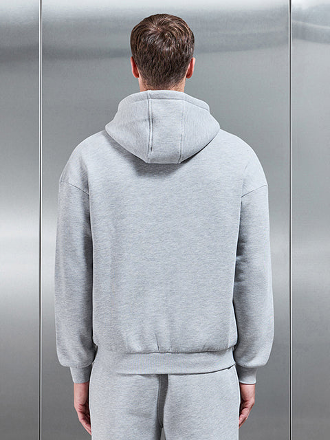 Essential Relaxed Fit Zip Through Hoodie in Marl Grey