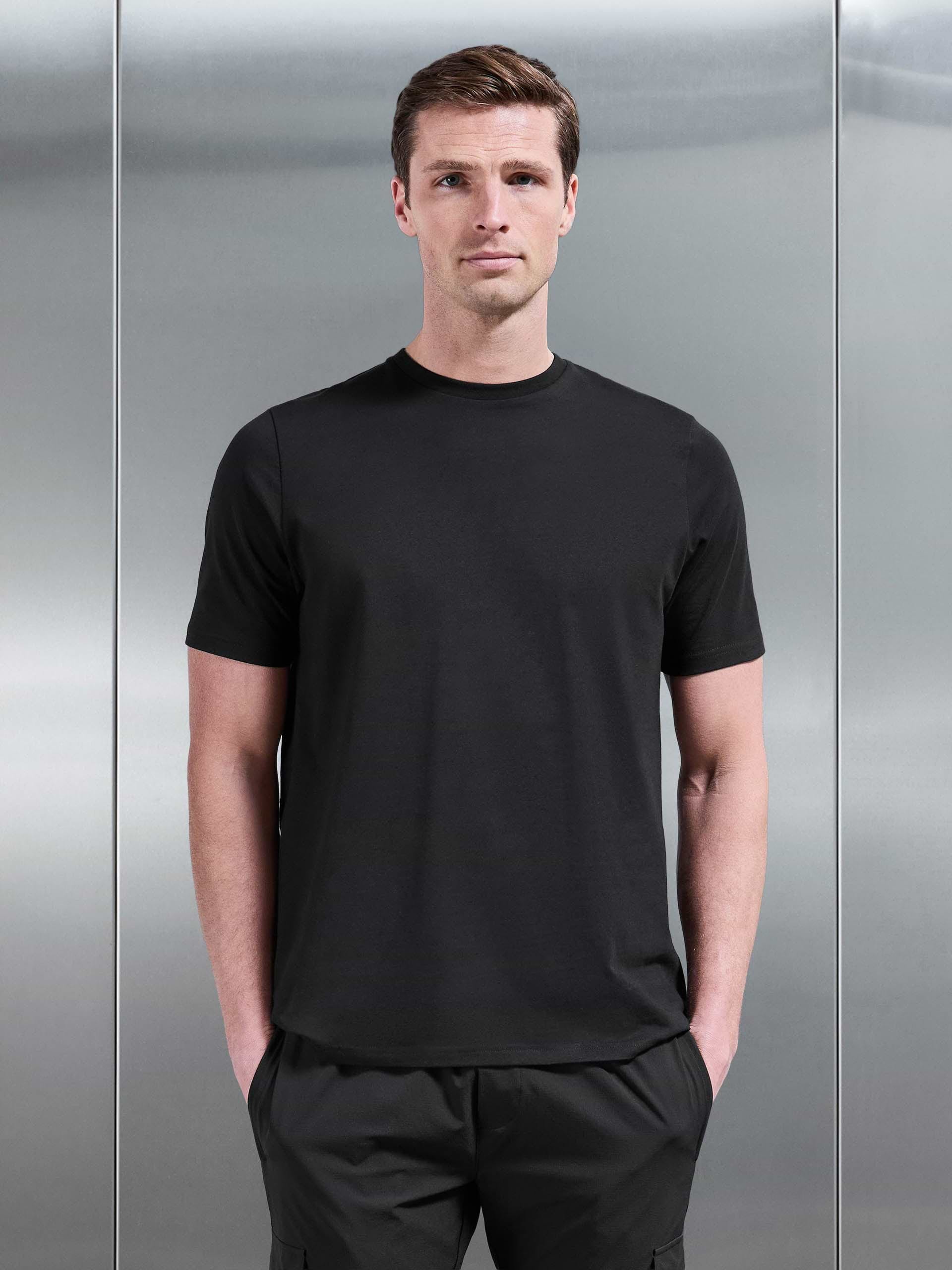 Essential Slim Fit Cotton Stretch T-Shirt in Black