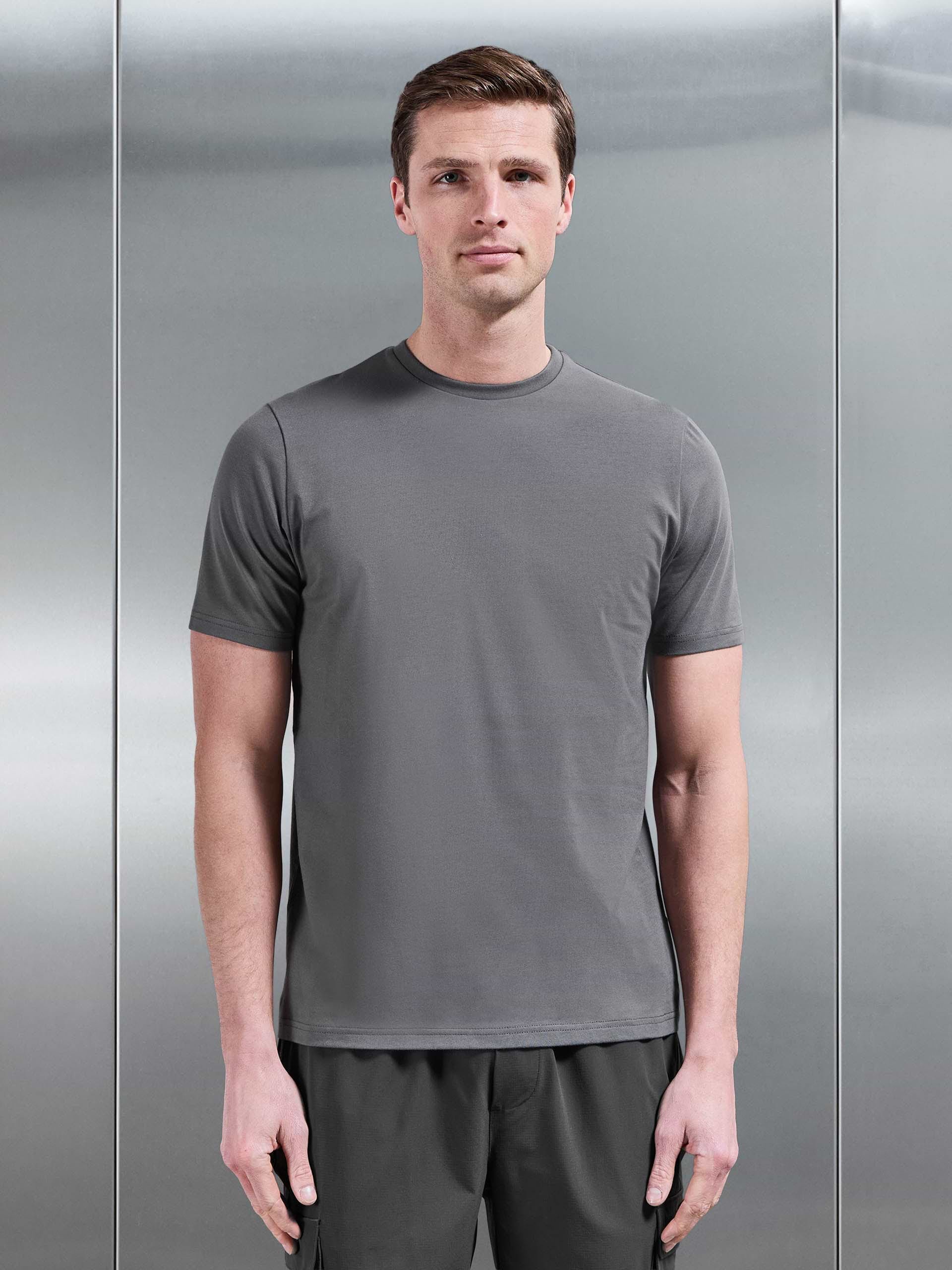 Essential Slim Fit Cotton Stretch T-Shirt in Grey