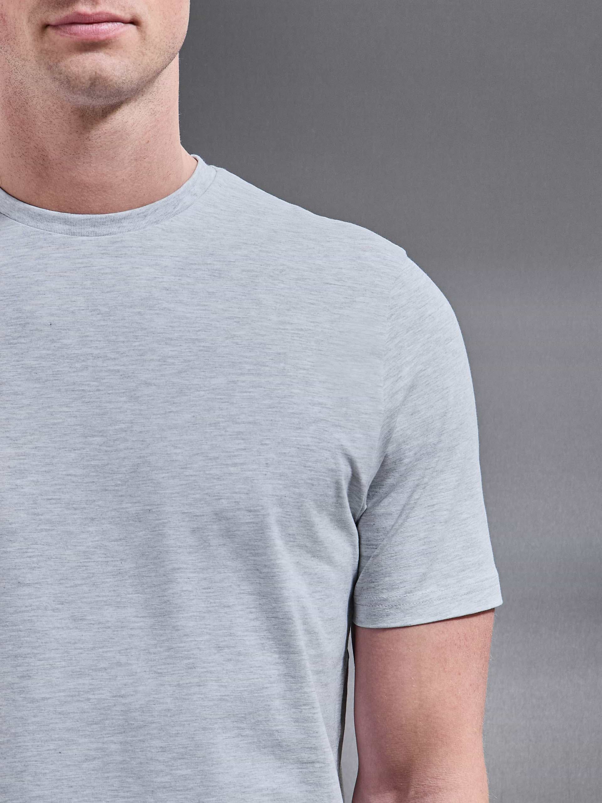 Essential Slim Fit Cotton Stretch T-Shirt in Marl Grey