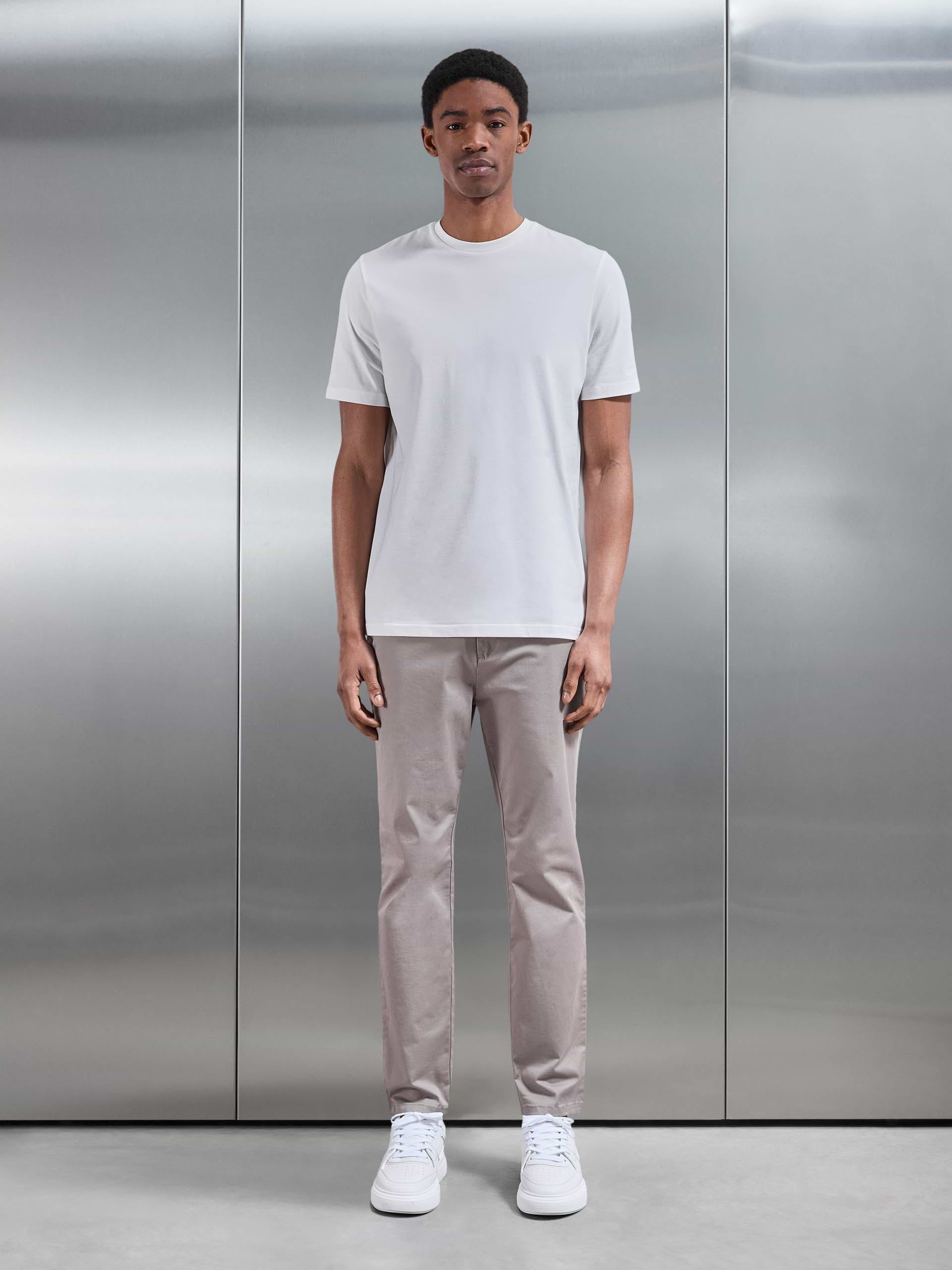 Essential Slim Fit Cotton Stretch T-Shirt in Off White