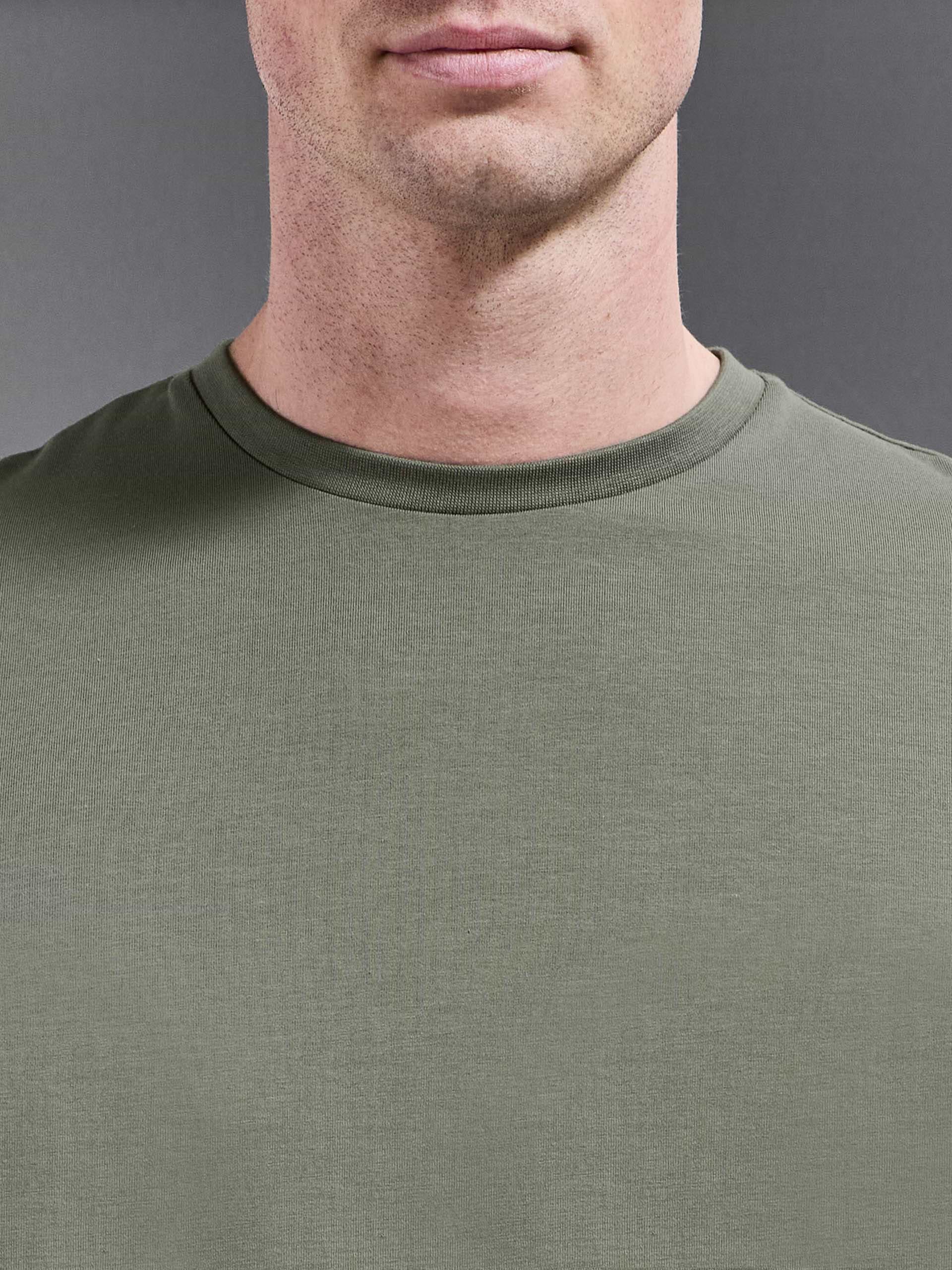 Essential Slim Fit Cotton Stretch T-Shirt in Sage