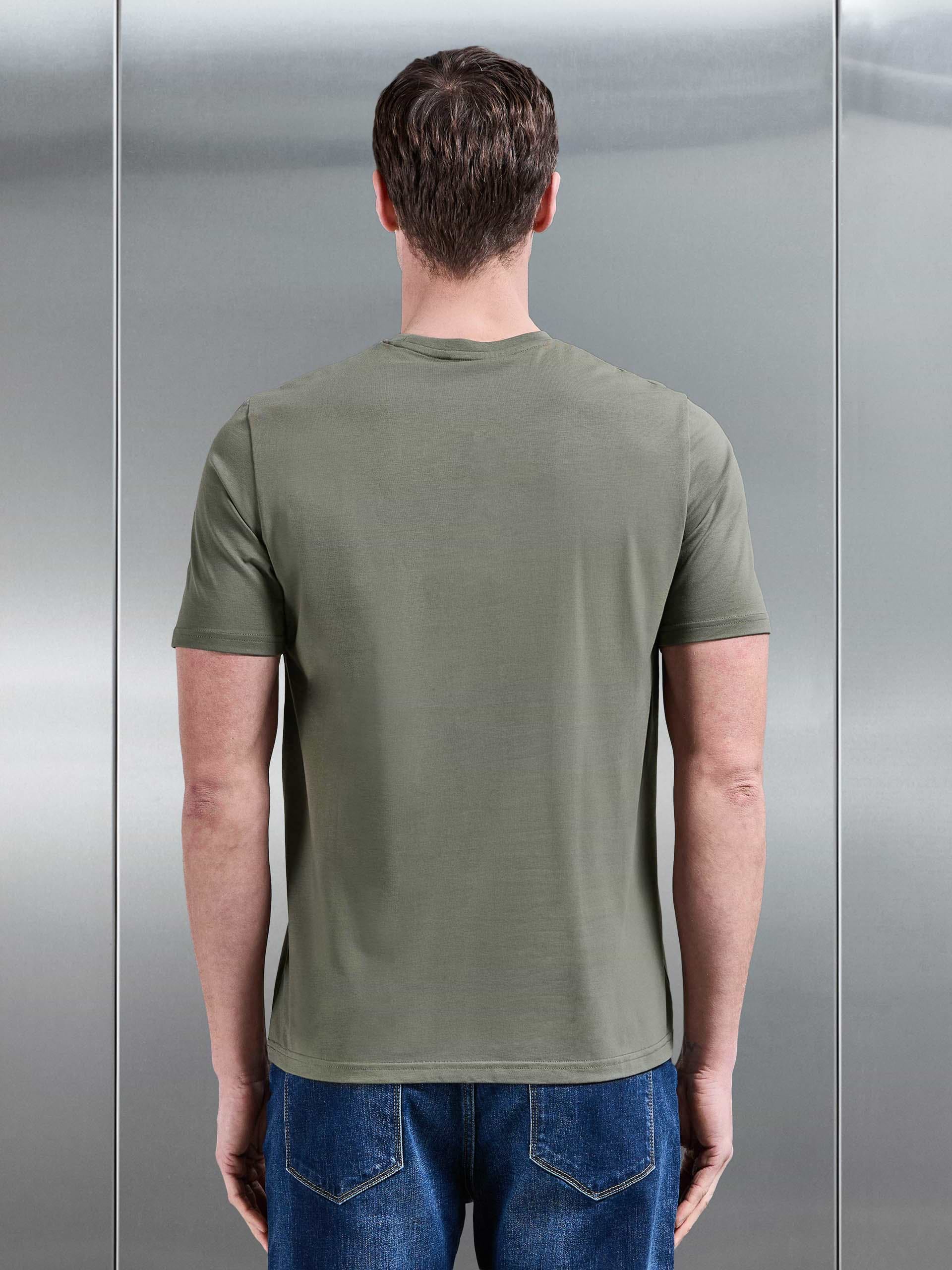 Essential Slim Fit Cotton Stretch T-Shirt in Sage
