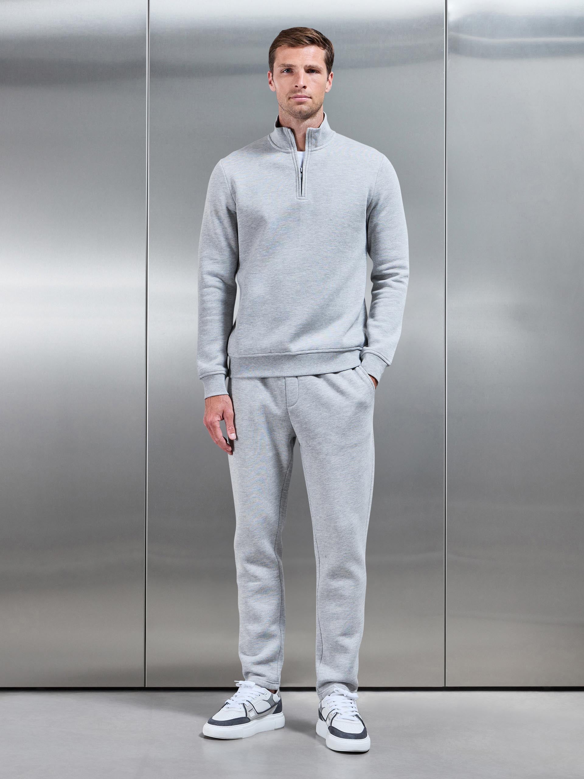 Essential Slim Half Zip in Marl Grey