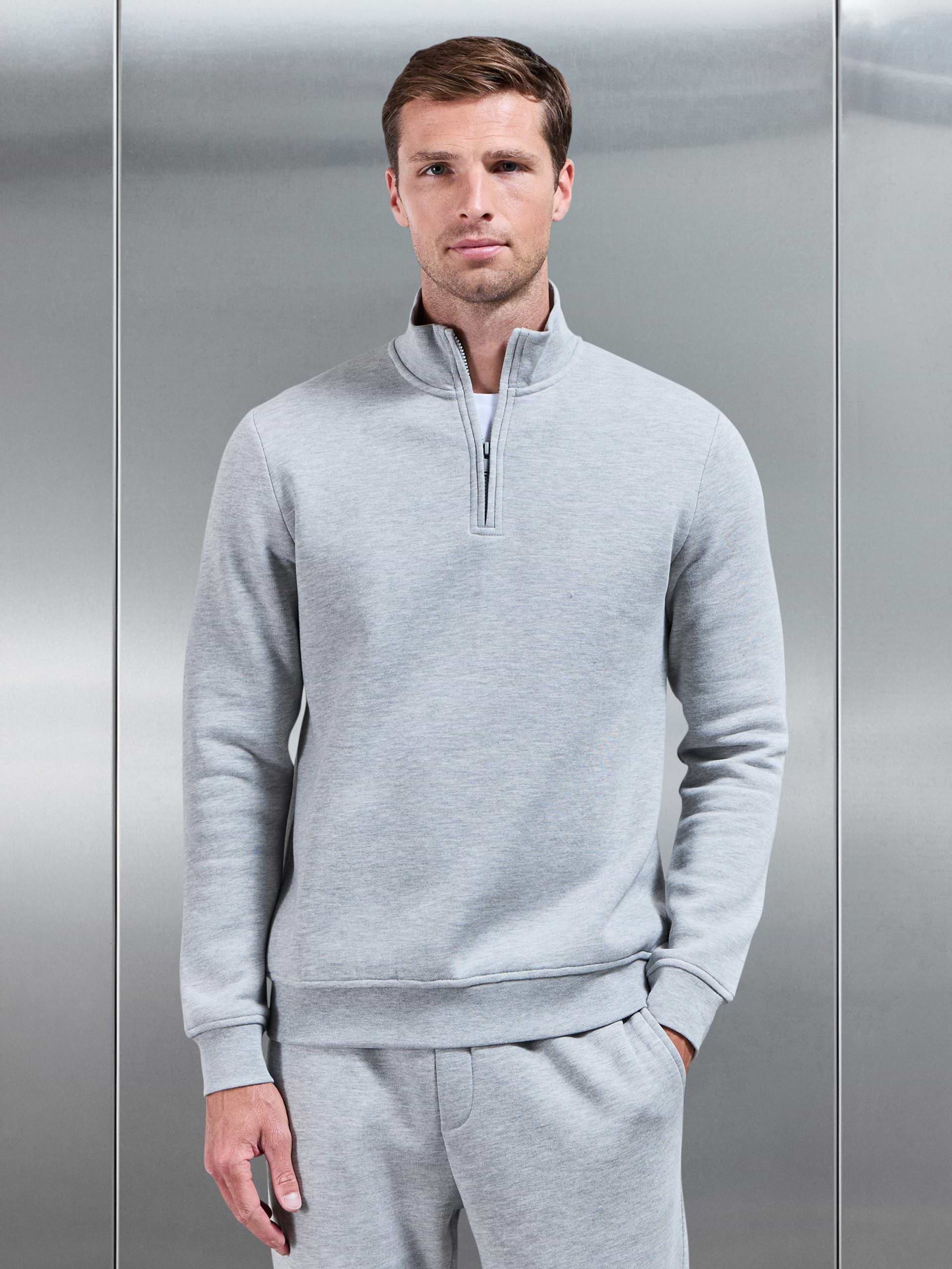 Essential Slim Half Zip in Marl Grey