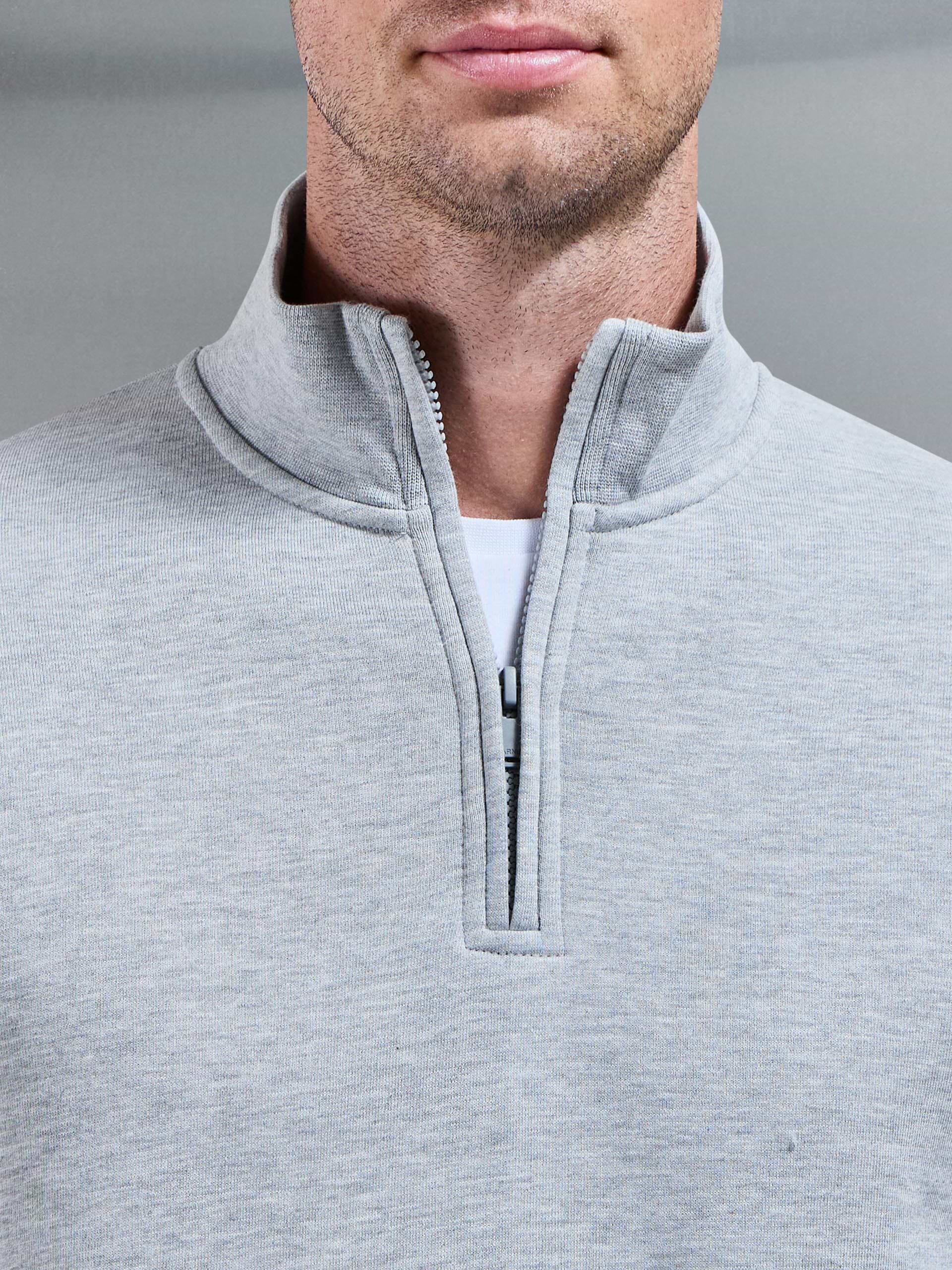 Essential Slim Half Zip in Marl Grey