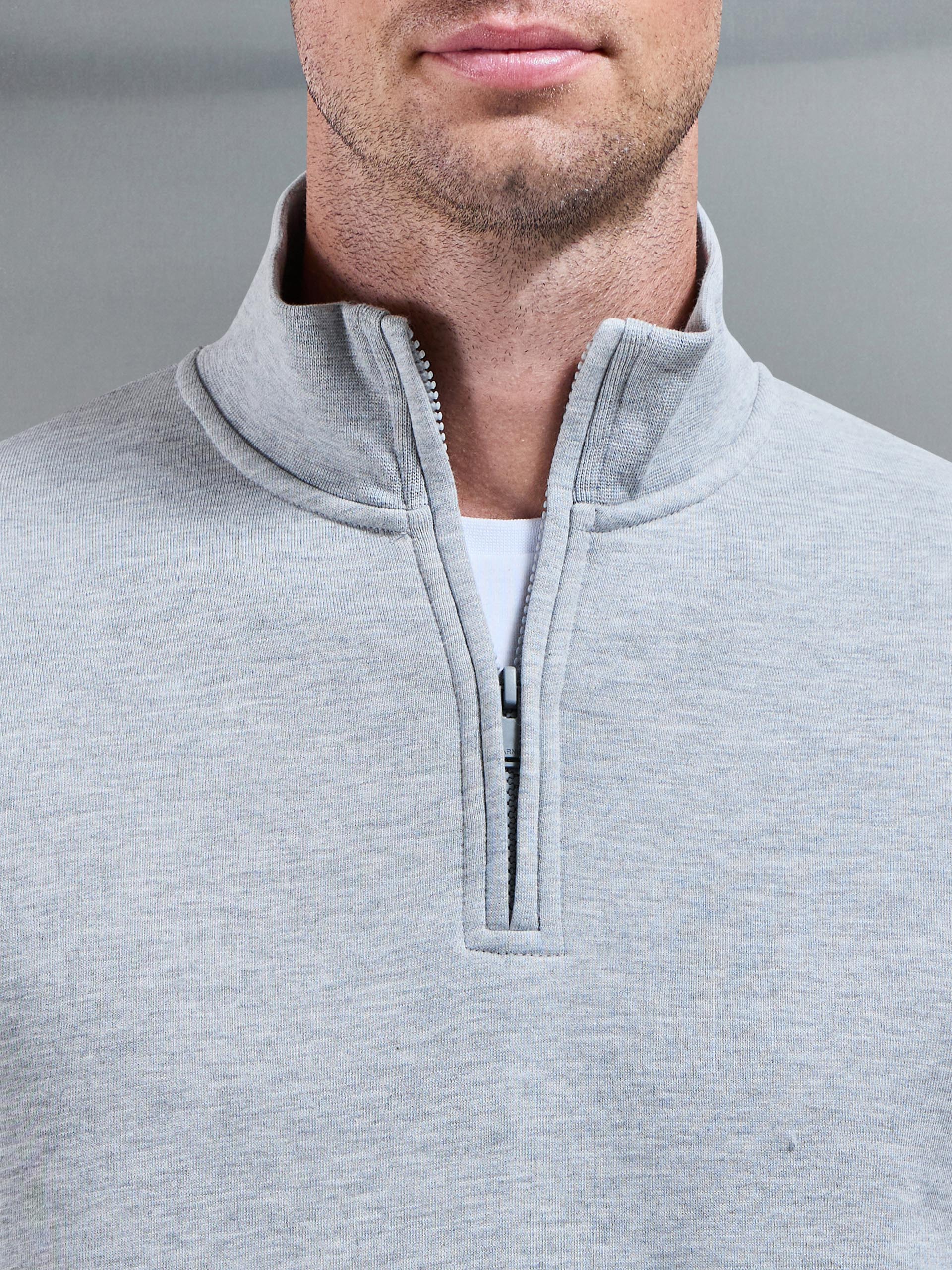 Essential Slim Half Zip in Marl Grey
