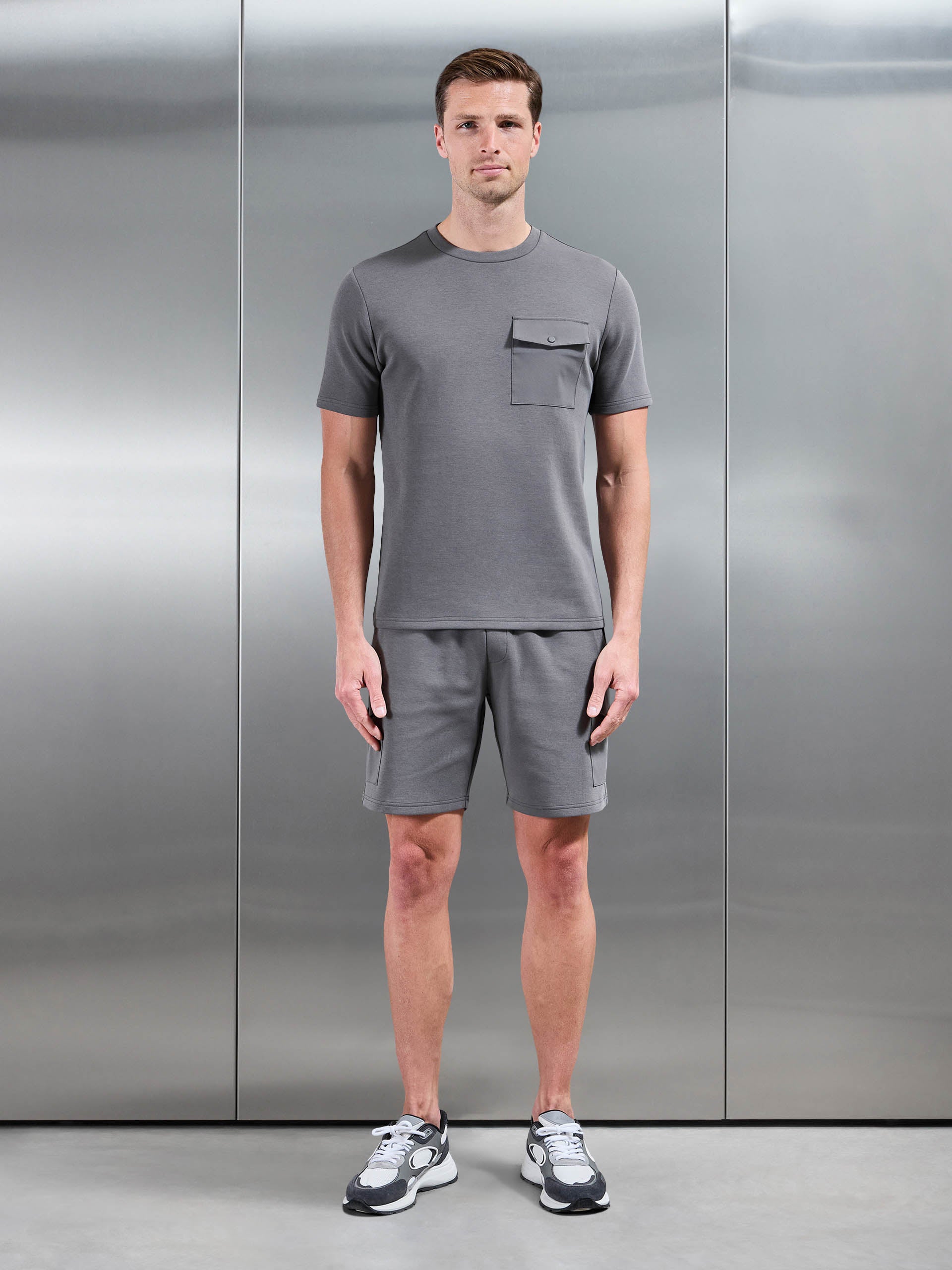 Everyday Luxe Hybrid Cargo T-Shirt in Grey