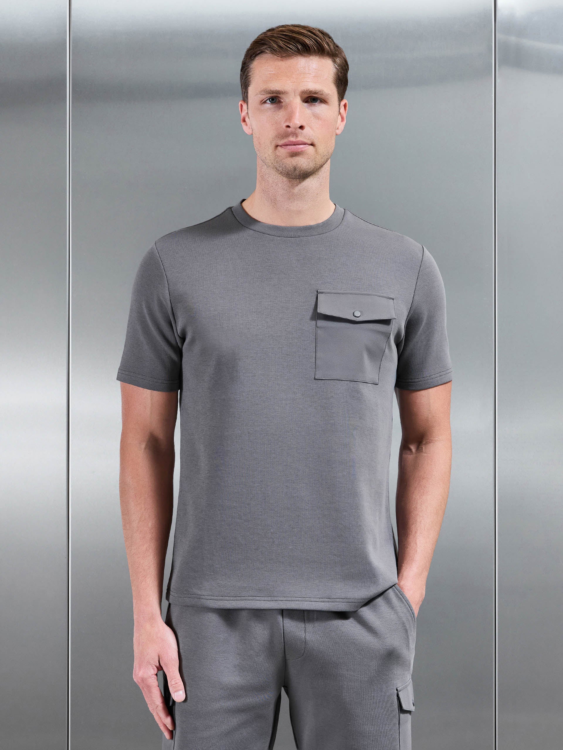 Everyday Luxe Hybrid Cargo T-Shirt in Grey