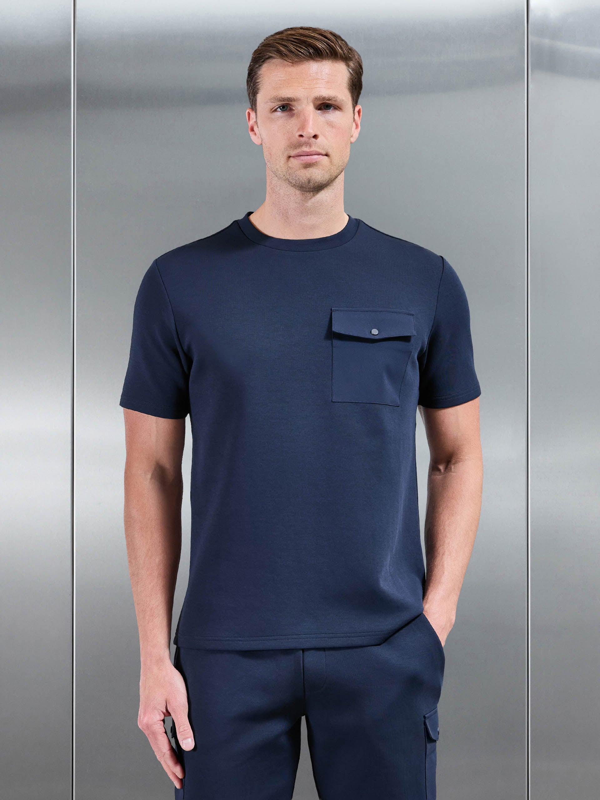 Everyday Luxe Hybrid Cargo T-Shirt in Navy