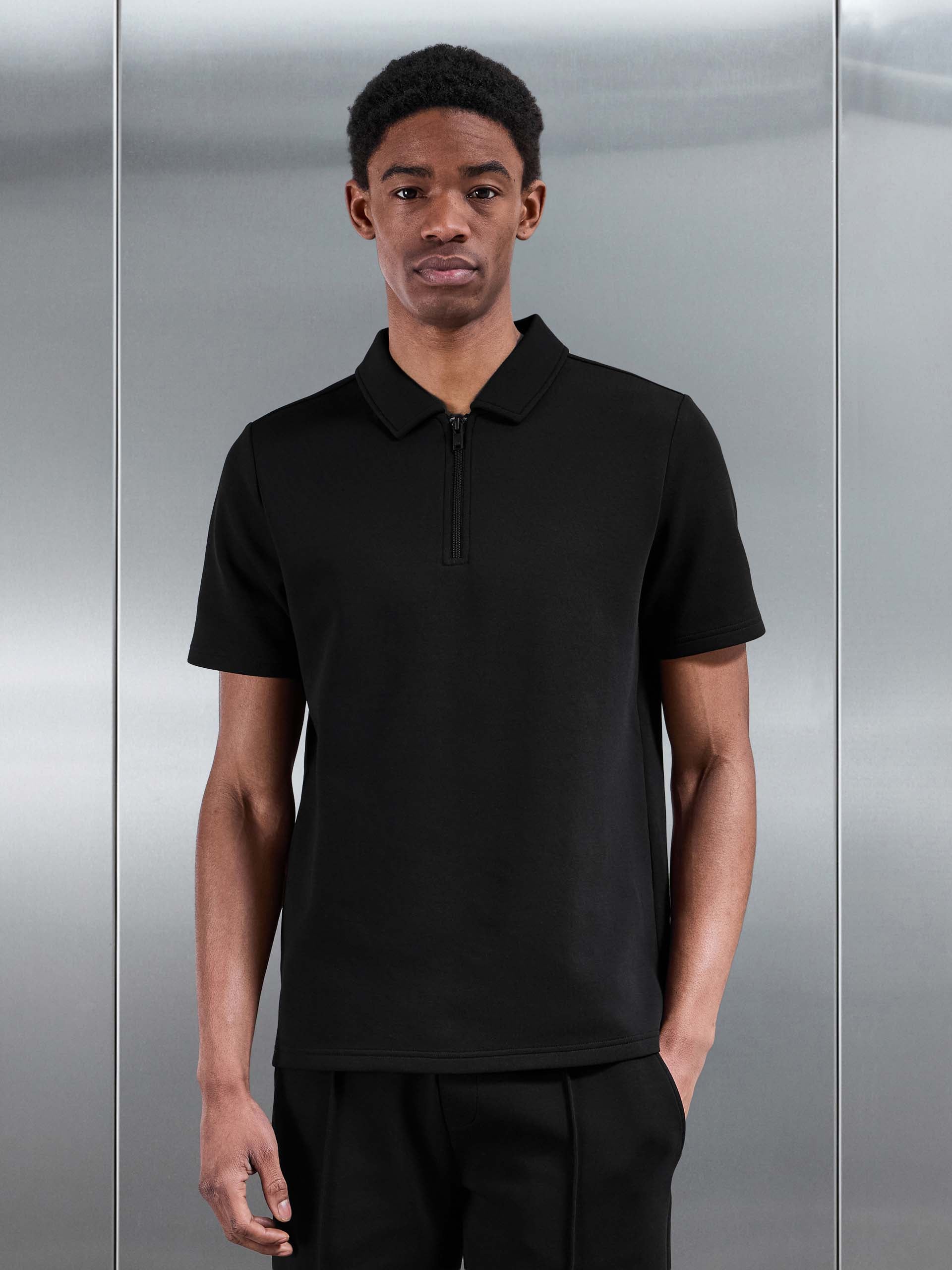Everyday Luxe Polo Shirt in Black