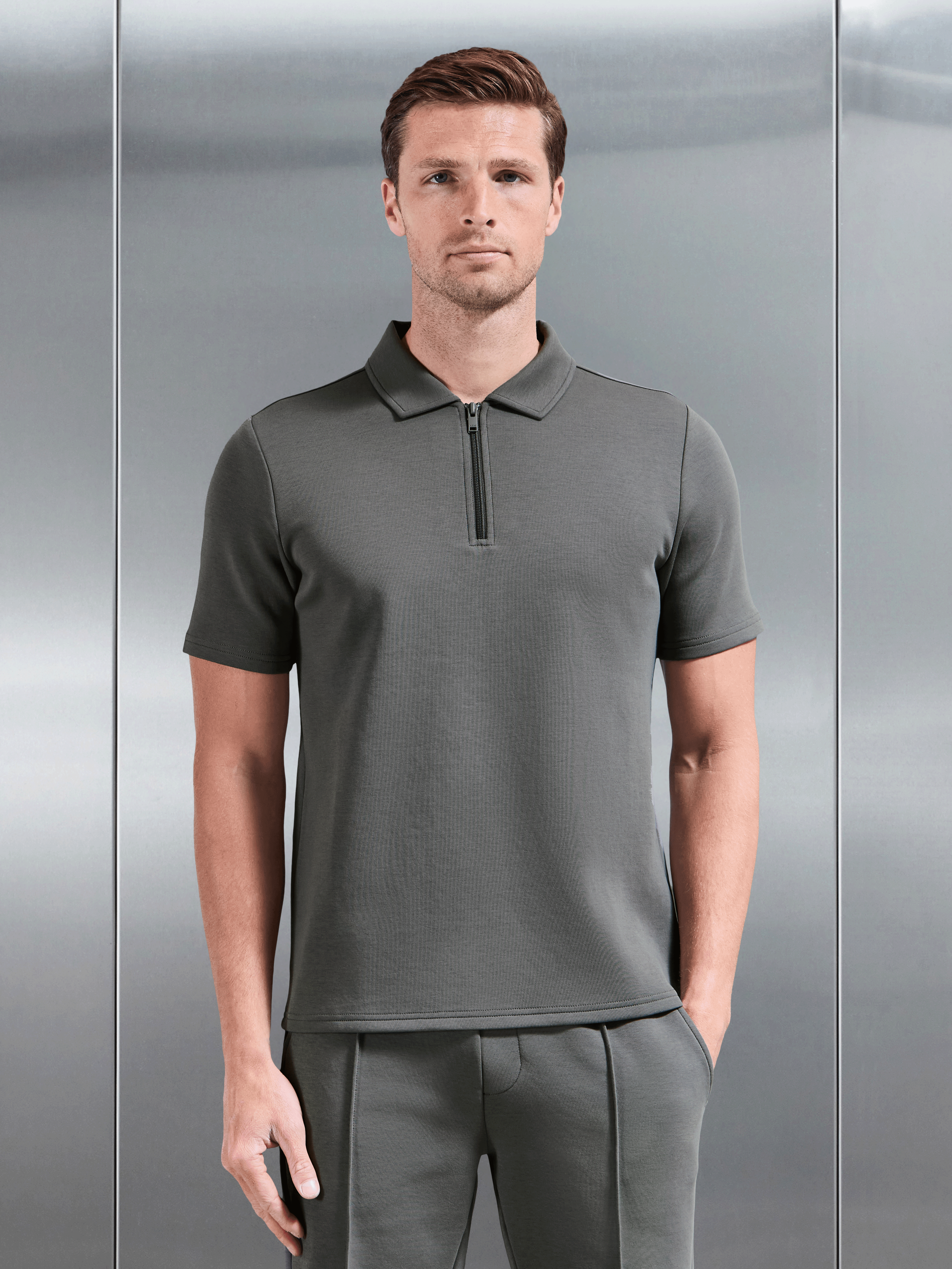 Everyday Luxe Polo Shirt in Grey