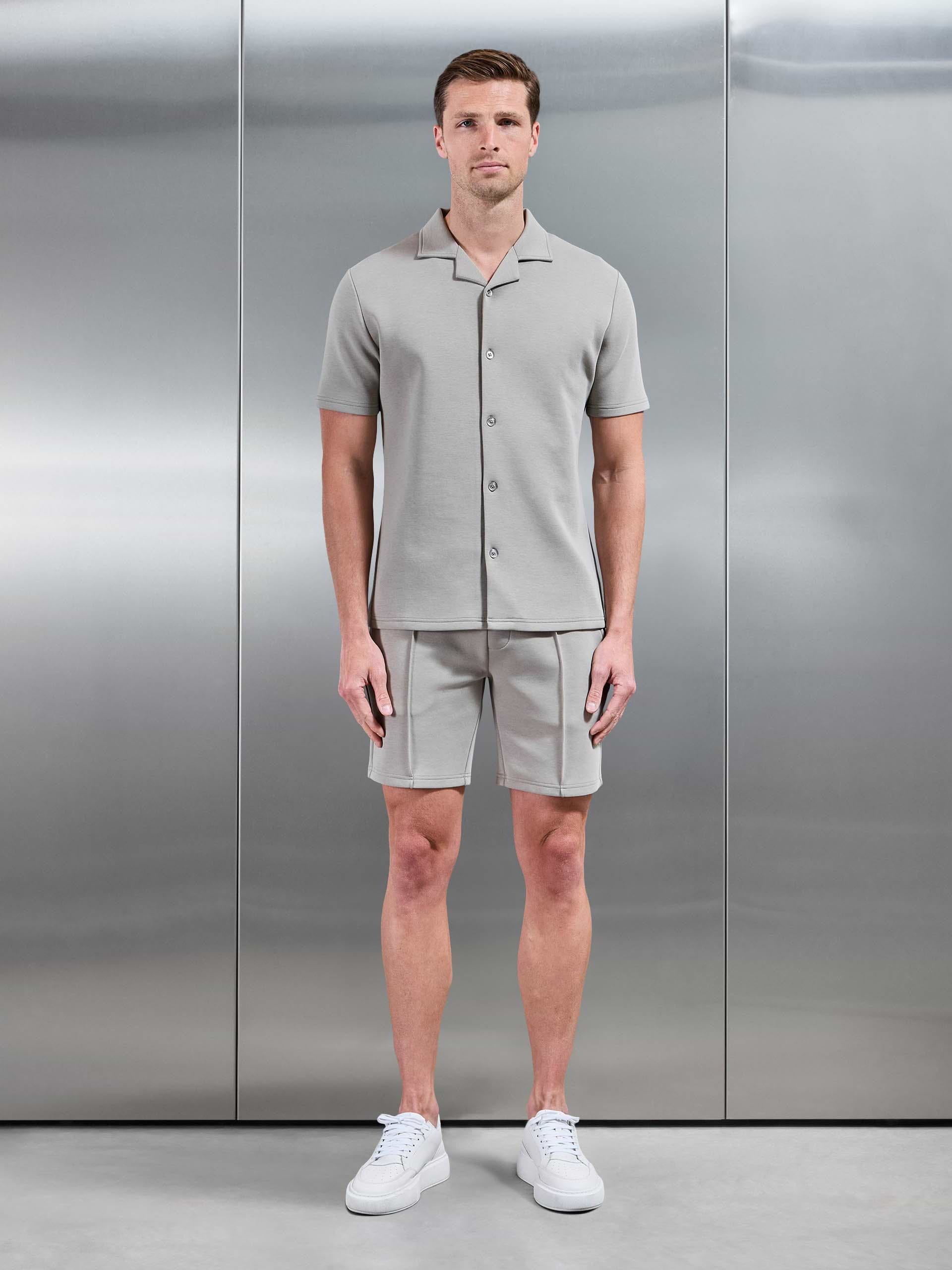 Everyday Luxe Revere Collar Shirt in Stone