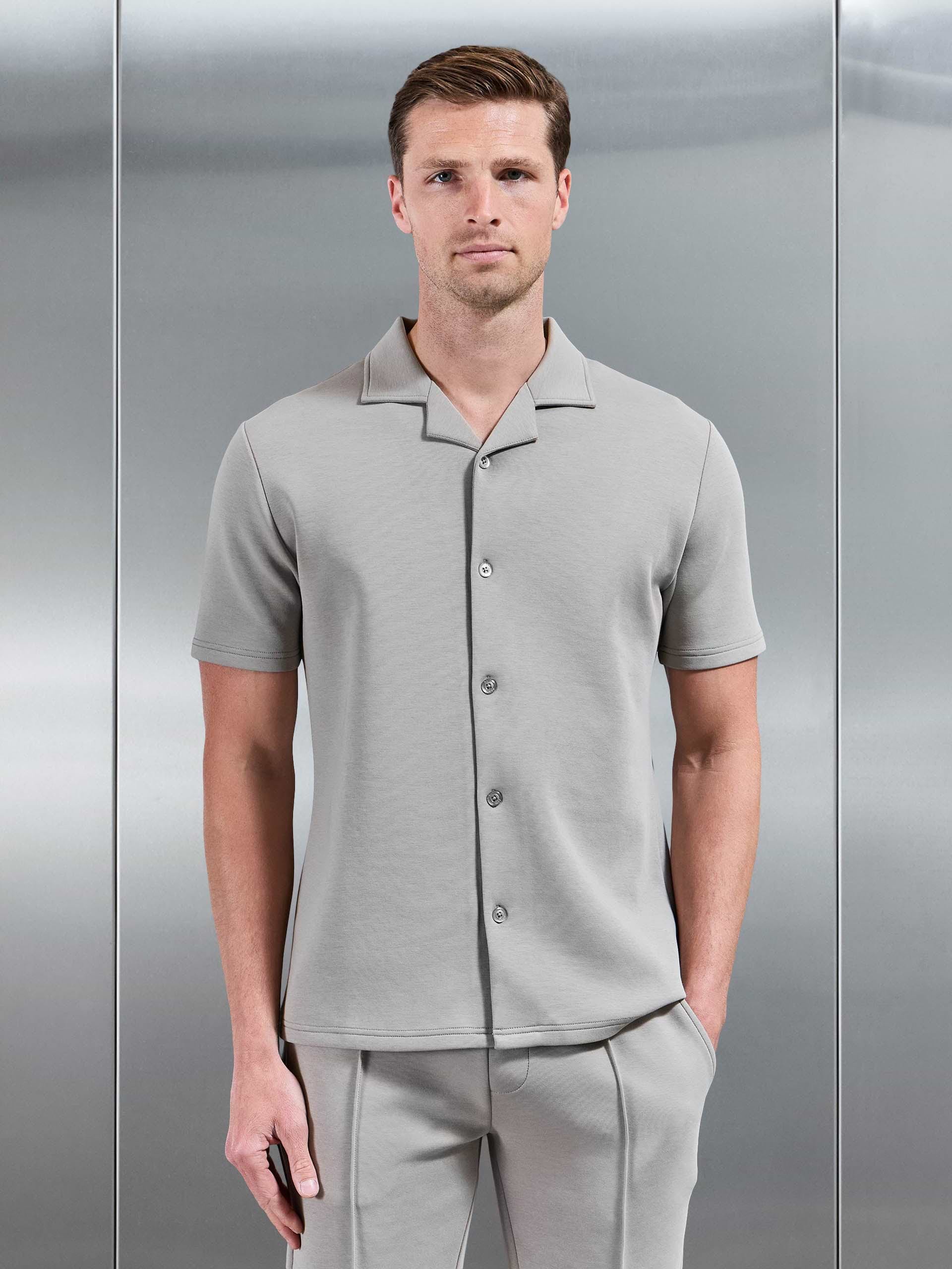Everyday Luxe Revere Collar Shirt in Stone