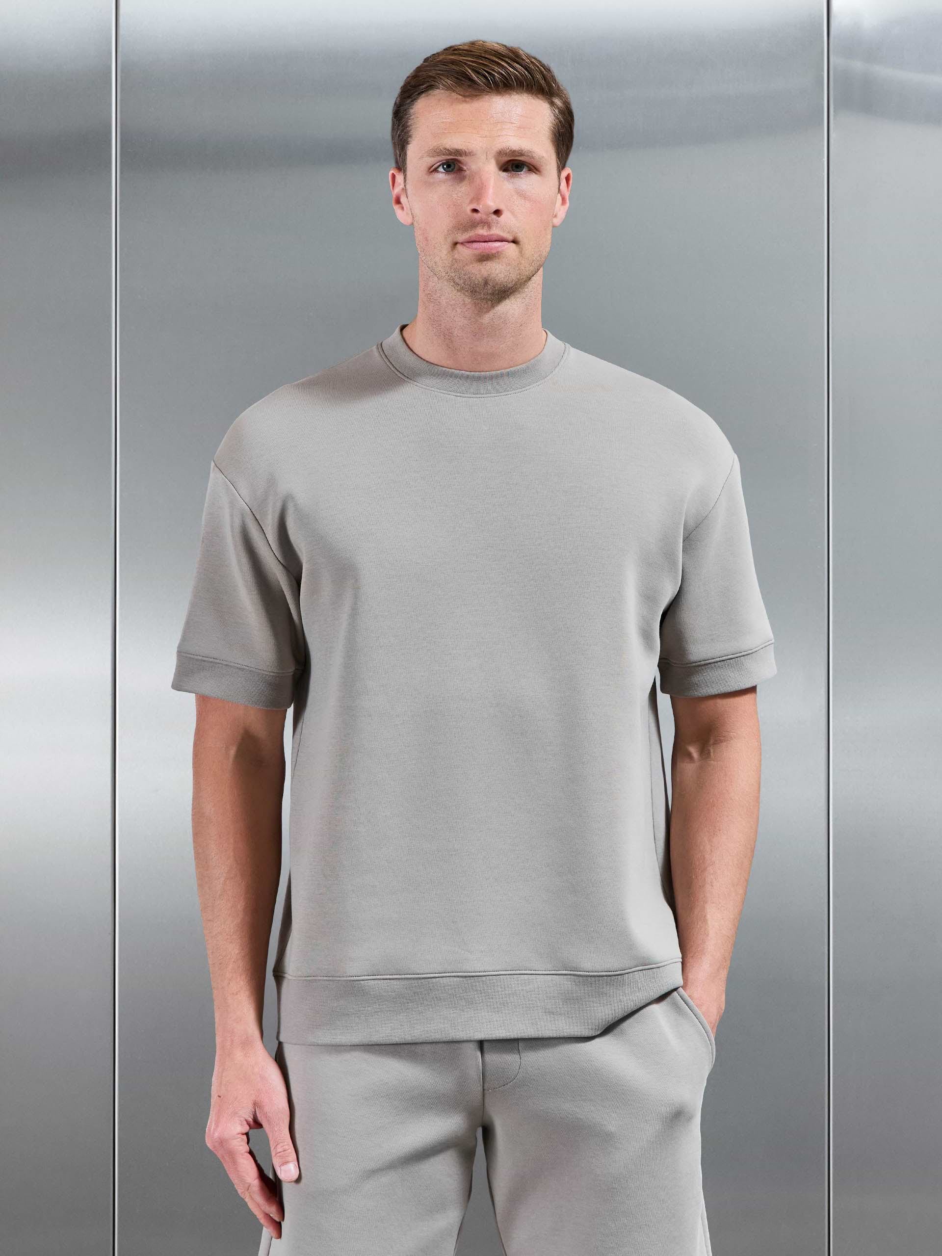 Everyday Luxe Ribbed Relaxed T-Shirt in Stone