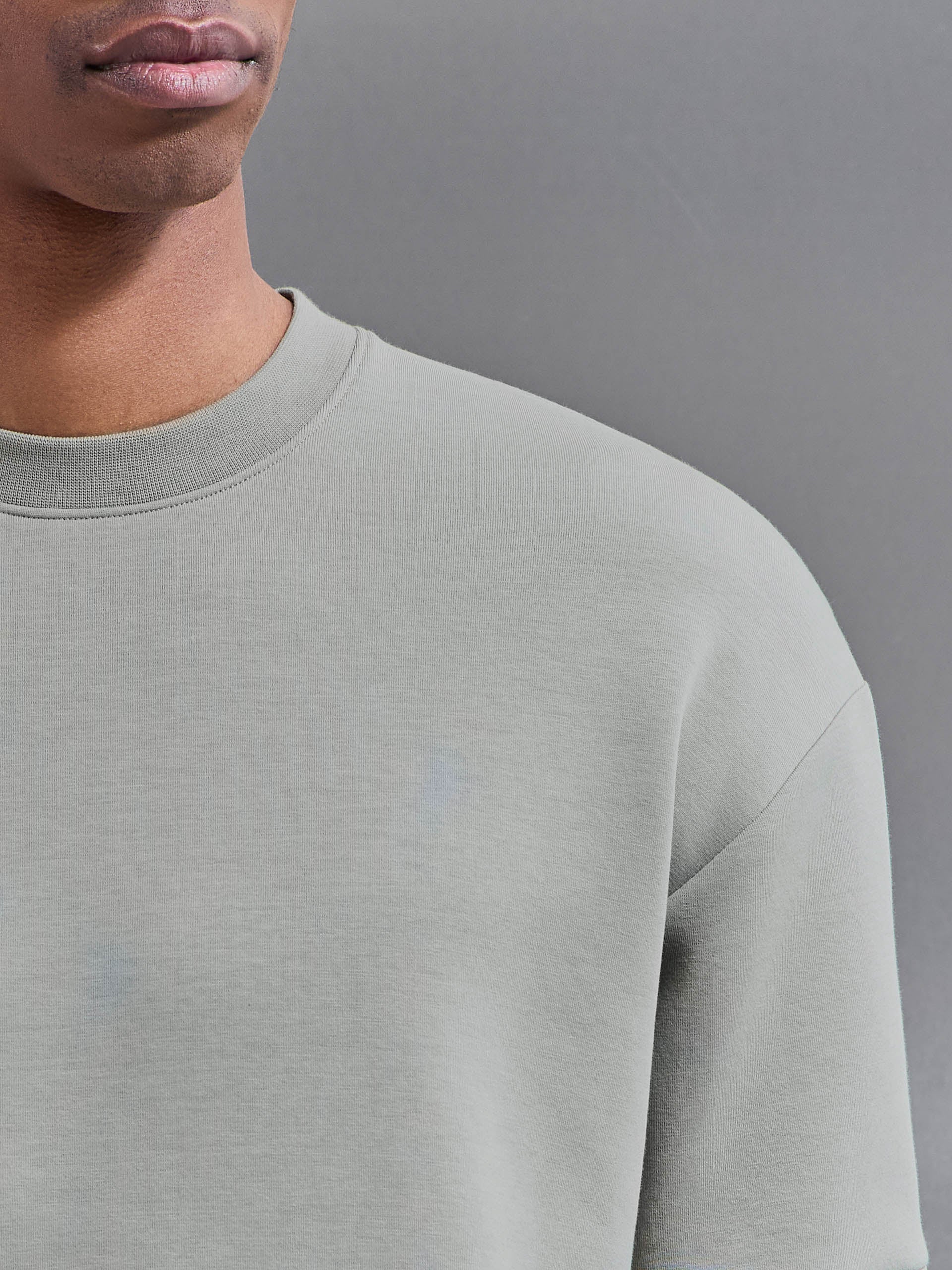 Everyday Luxe Ribbed Relaxed T-Shirt in Stone