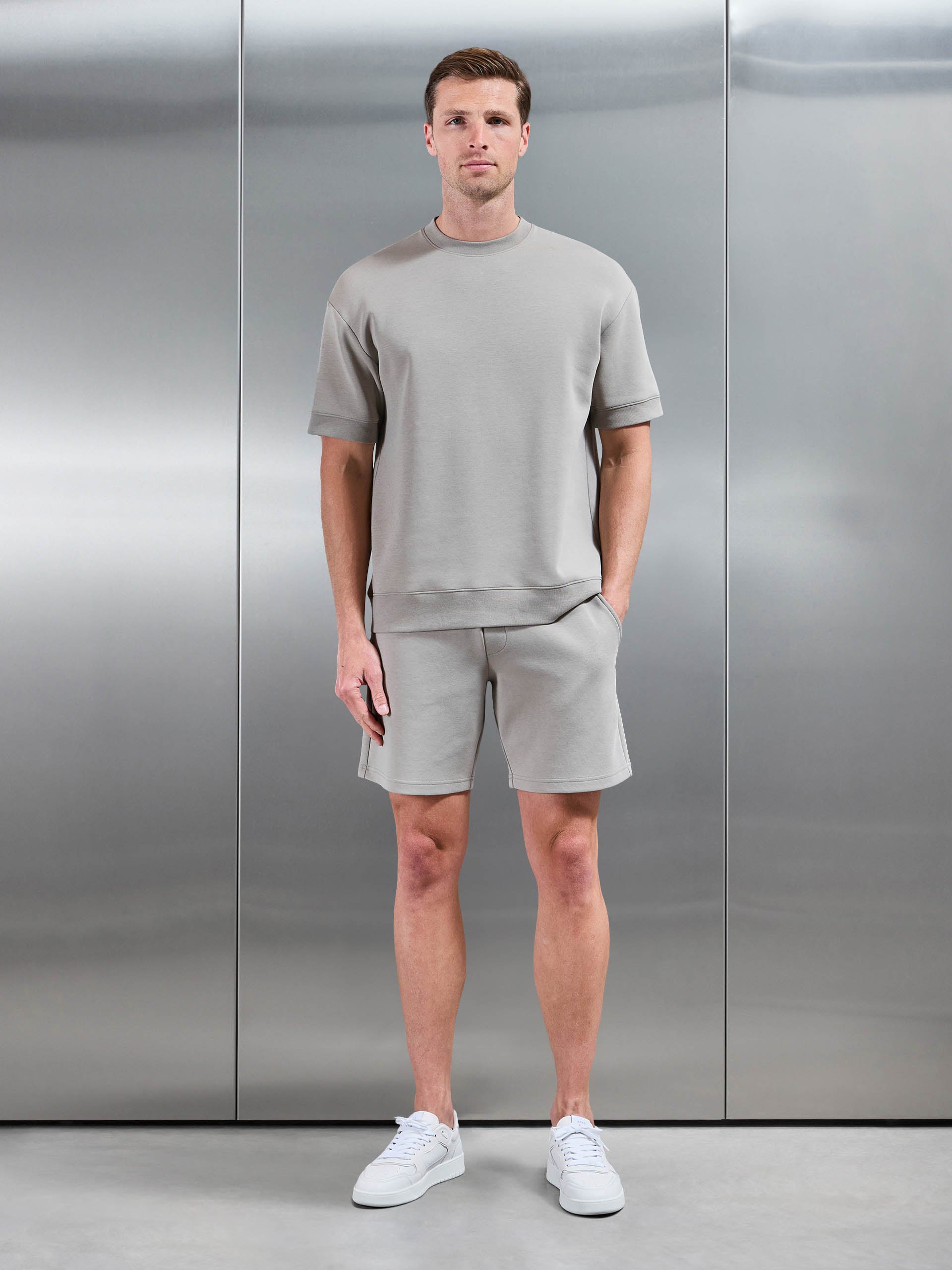 Everyday Luxe Ribbed Relaxed T-Shirt in Stone