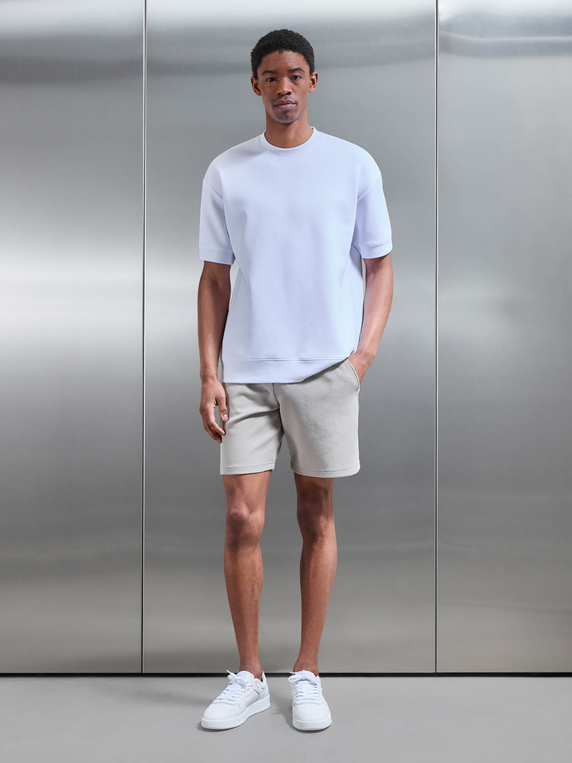 Everyday Luxe Ribbed Relaxed T-Shirt in White