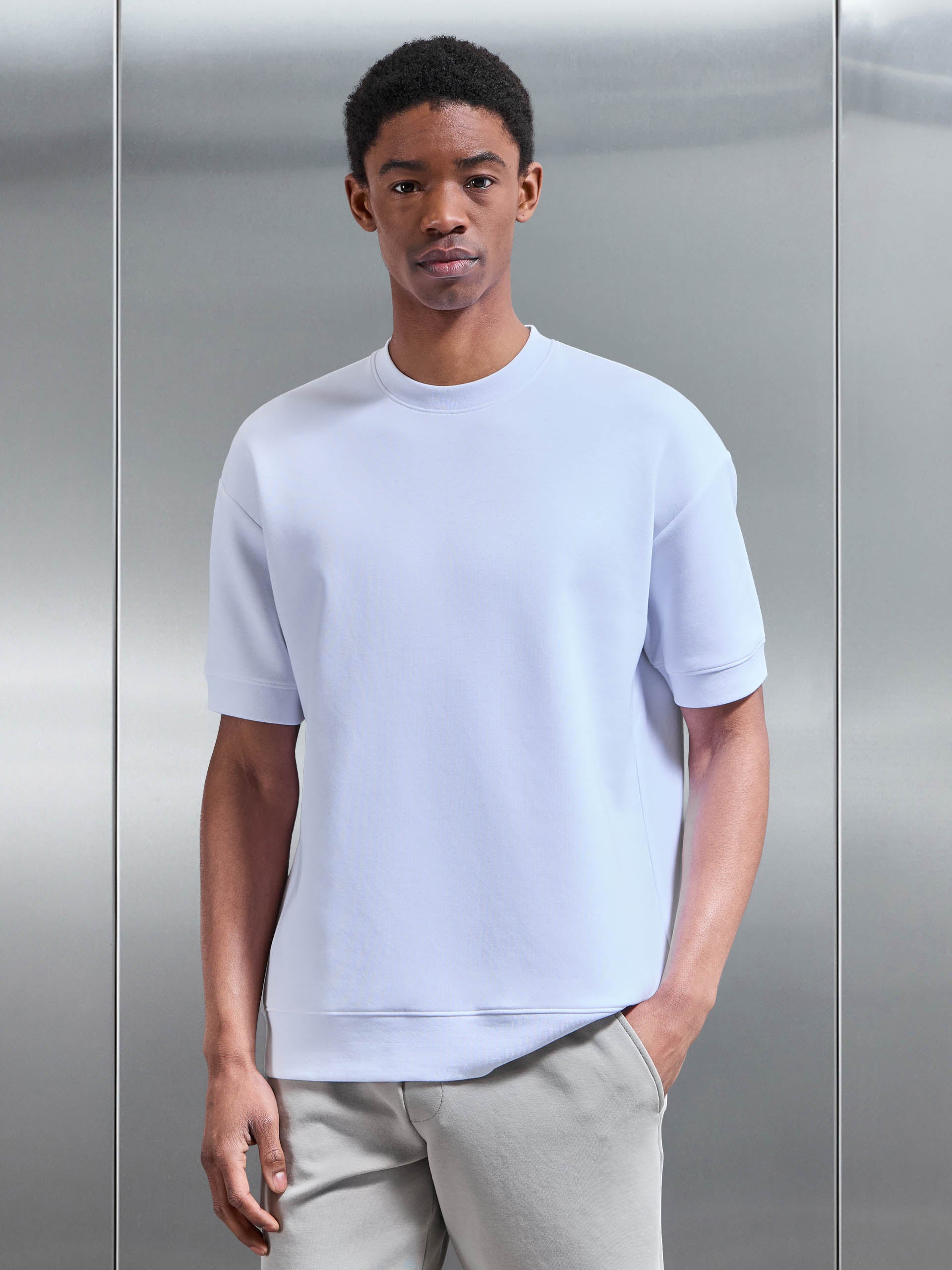 Everyday Luxe Ribbed Relaxed T-Shirt in White