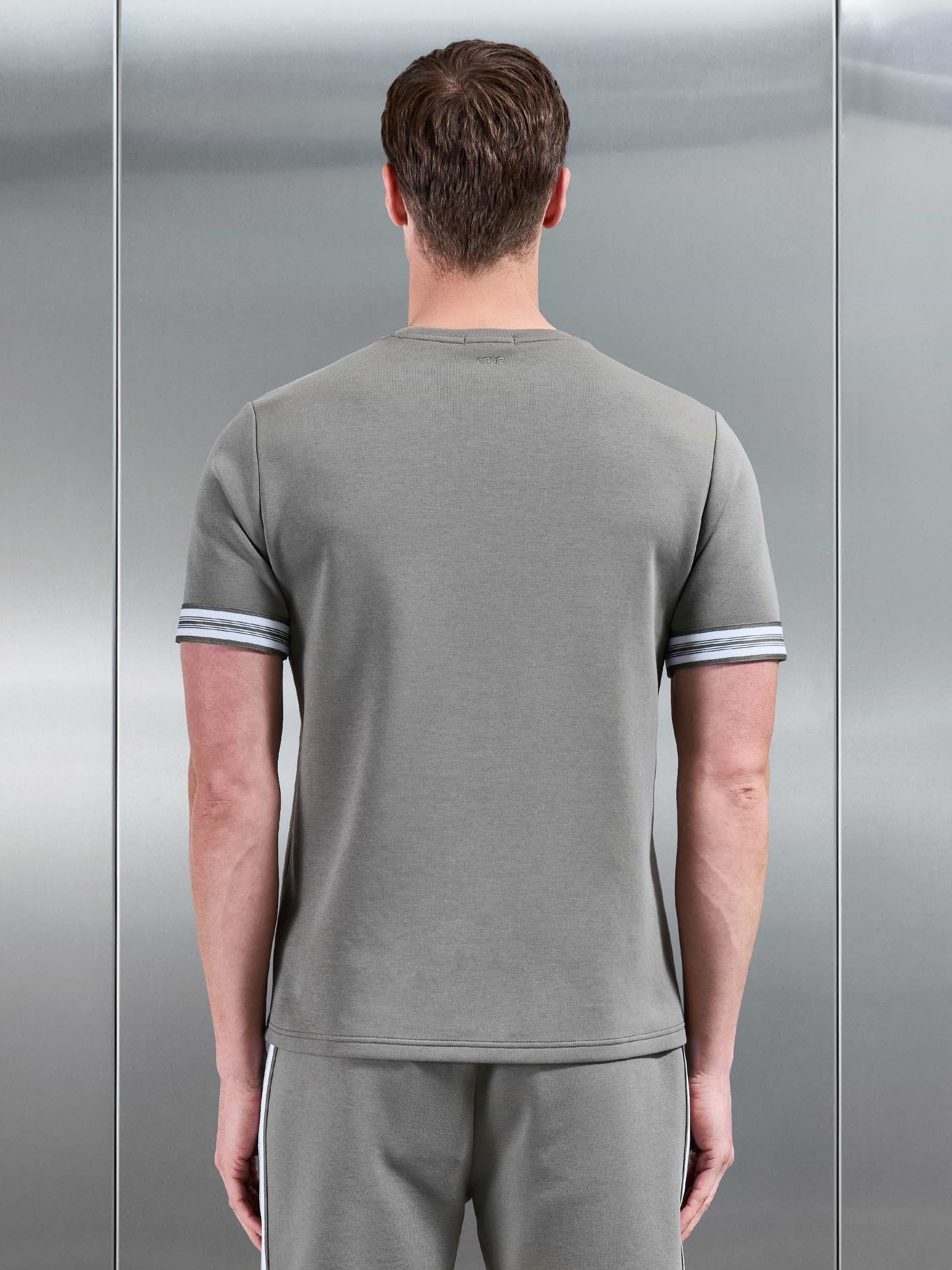 Everyday Luxe Stripe Cuff T-Shirt in Olive